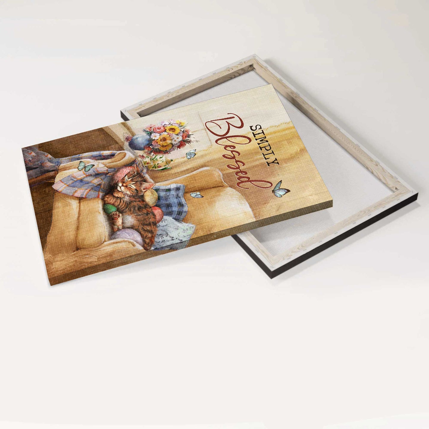 Jesus Portrait Canvas - Beautiful room, Sleeping cat, Flower drawing Portrait Canvas - Gift For Christian - Simply blessed