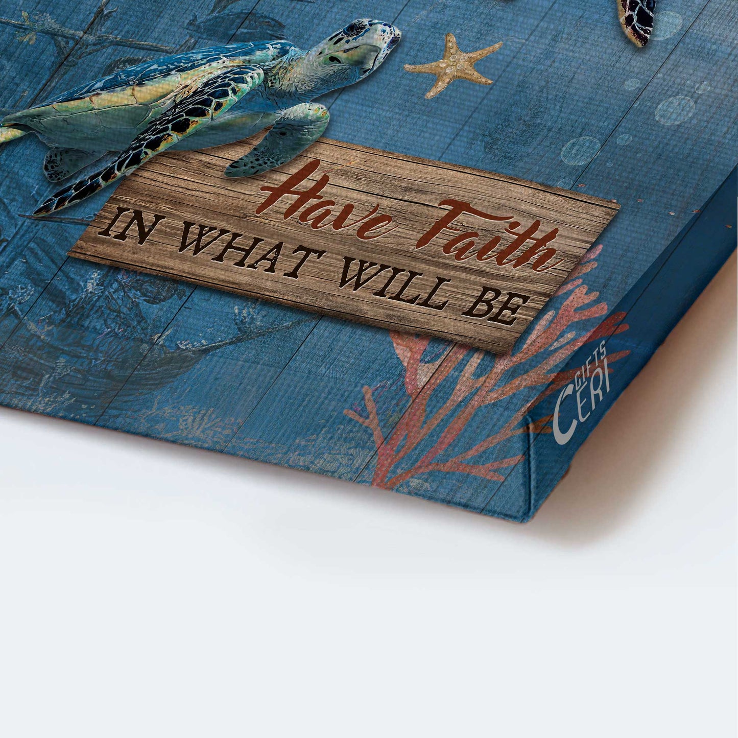 Jesus Portrait Canvas - Beautiful sea turtle, Blue ocean, Colorful starfish Portrait Canvas - Gift For Christian - Accept what is let go