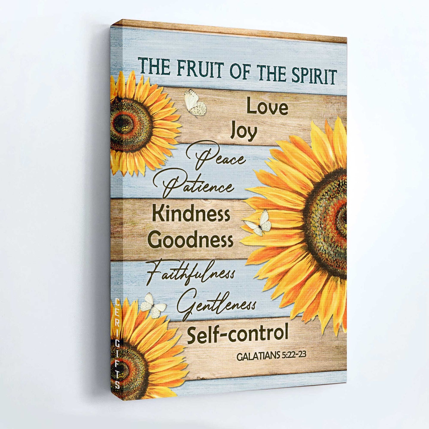 Jesus Portrait Canvas - Beautiful sunflower drawing, Butterfly painting Portrait Canvas - Gift For Christian - The Fruit of the spirit