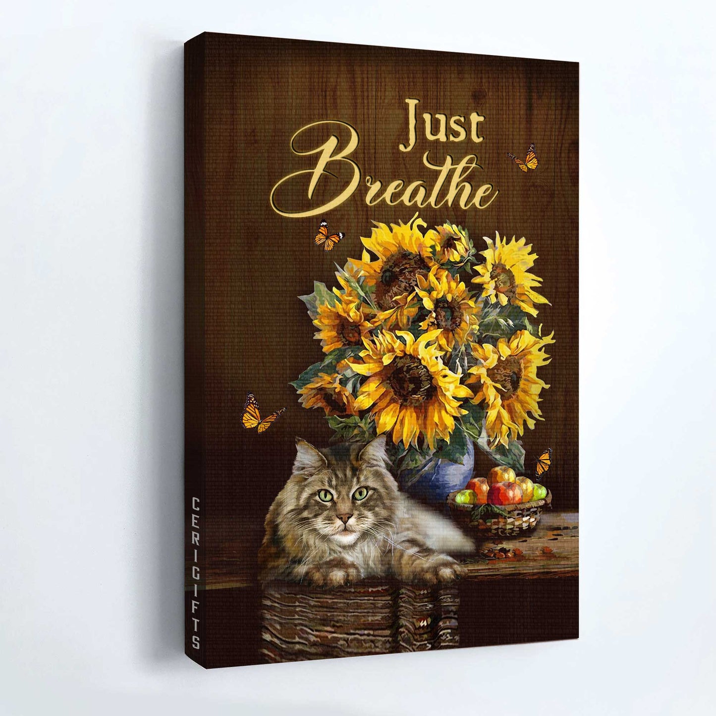Jesus Portrait Canvas - Beautiful sunflower, Watercolor cat, Still life painting Portrait Canvas - Gift For Christian - Just breathe