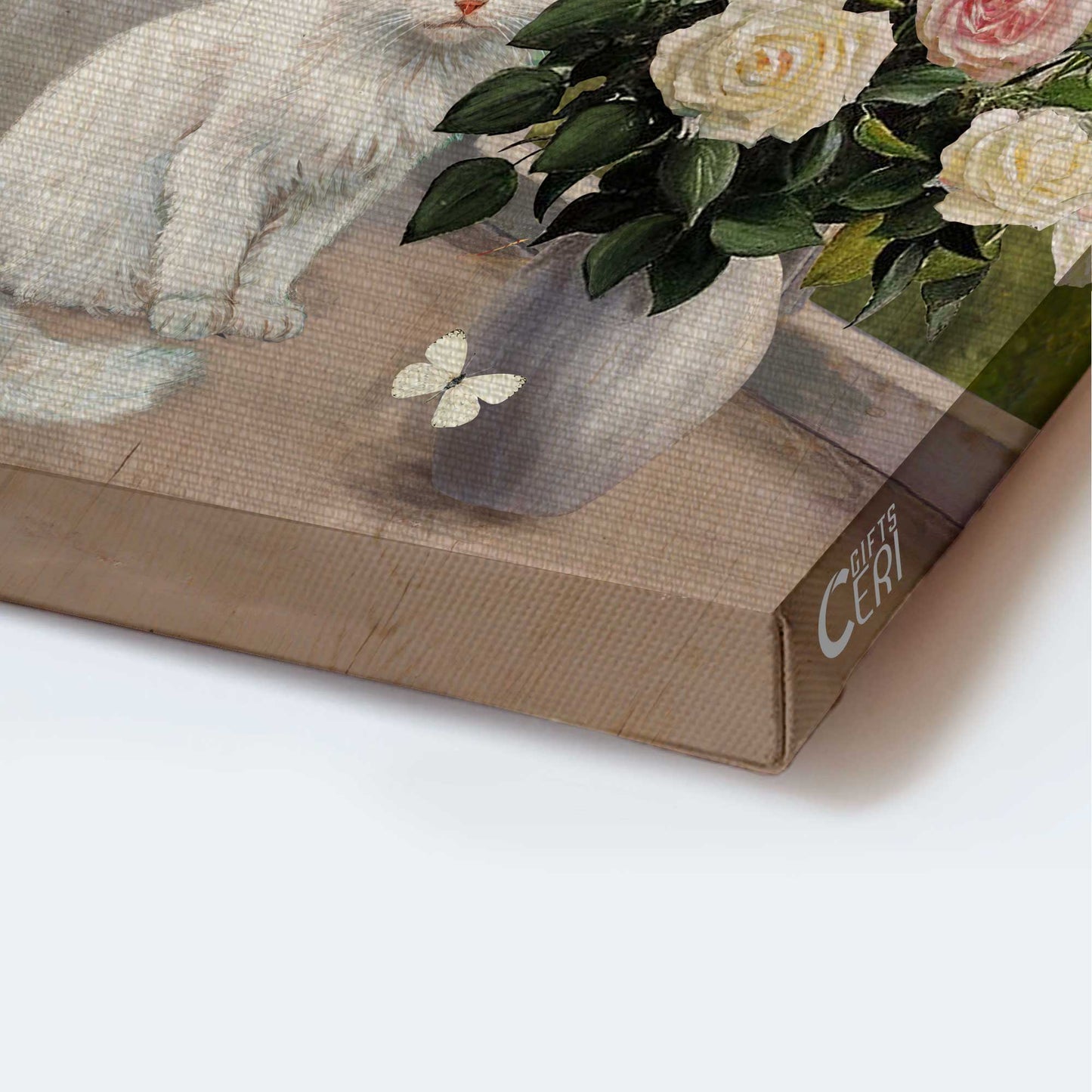 Jesus Portrait Canvas - Beautiful white cat, Rose drawing, Butterfly Portrait Canvas - Gift For Christian - Find joy in the little things