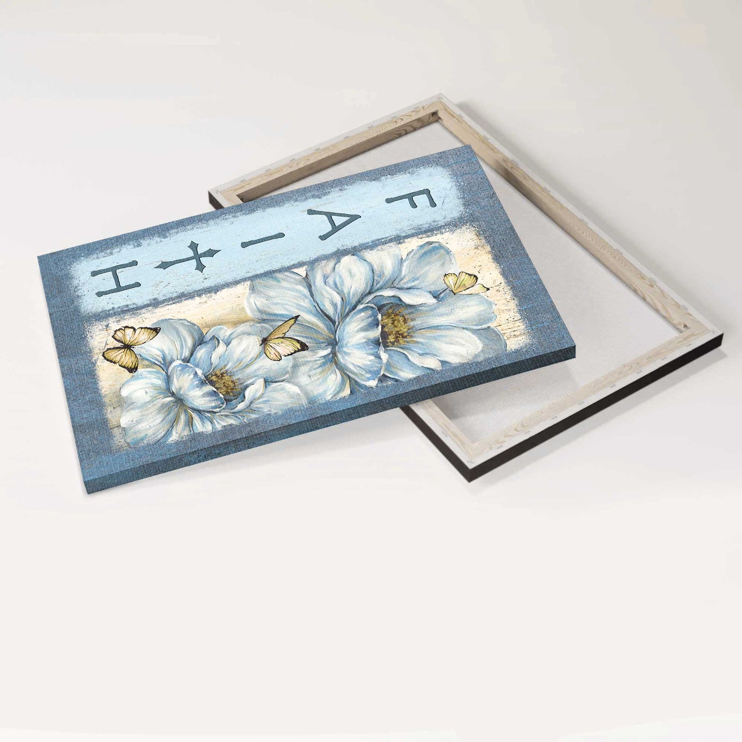 Jesus Portrait Canvas - Beautiful white flower, Pretty butterfly, Pastel background Portrait Canvas - Gift For Christian - Faith