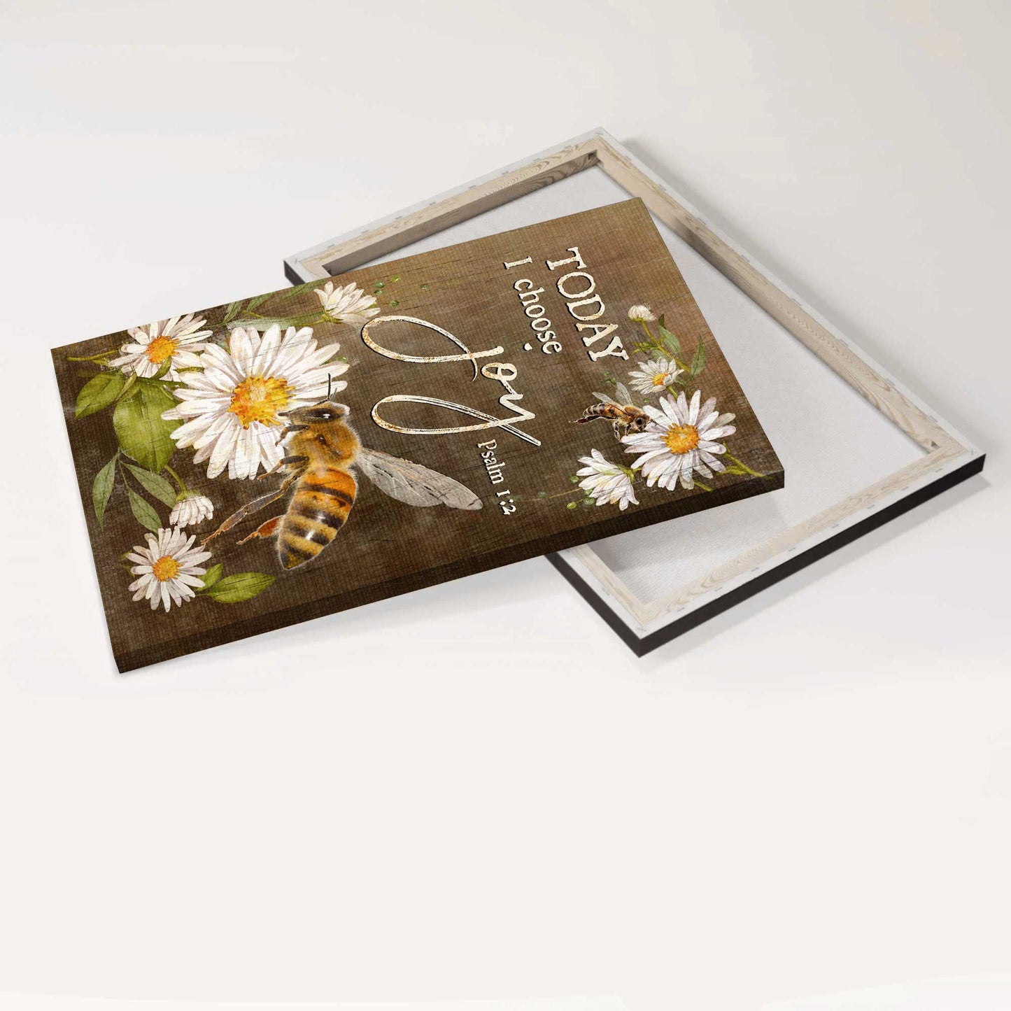 Jesus Portrait Canvas - Bee, Daisy flowers, Today I choose Joy Portrait Canvas - Gift For Christian