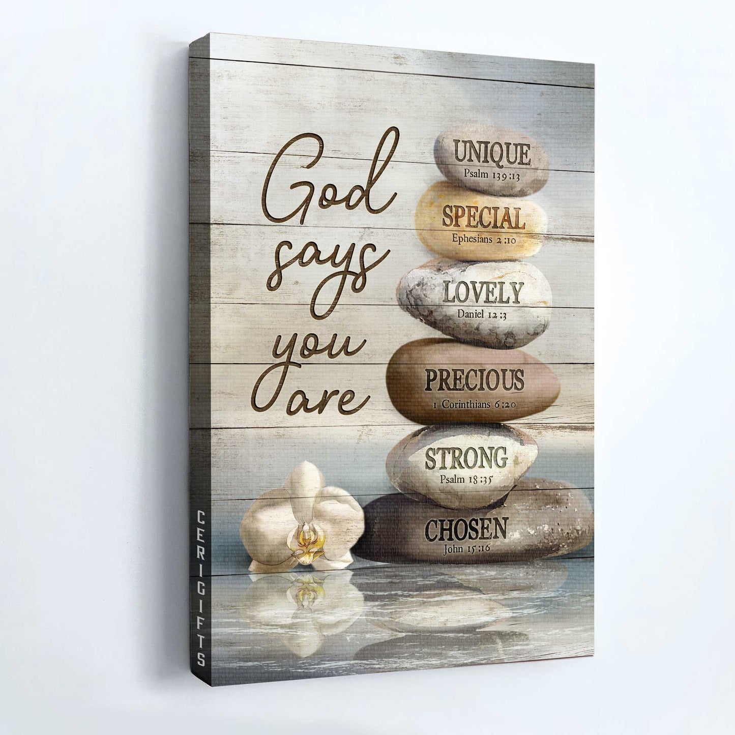 Jesus Portrait Canvas - Bible verses, Zen stone painting, Inspirational art Portrait Canvas - Gift For Christian - God says you are