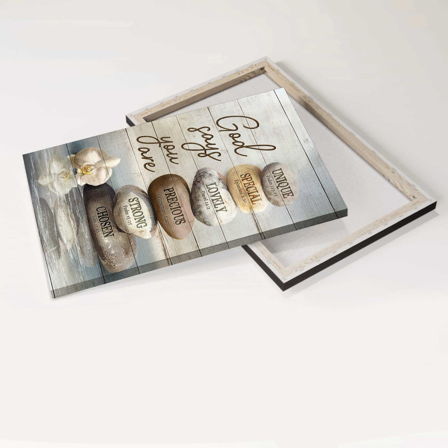 Jesus Portrait Canvas - Bible verses, Zen stone painting, Inspirational art Portrait Canvas - Gift For Christian - God says you are