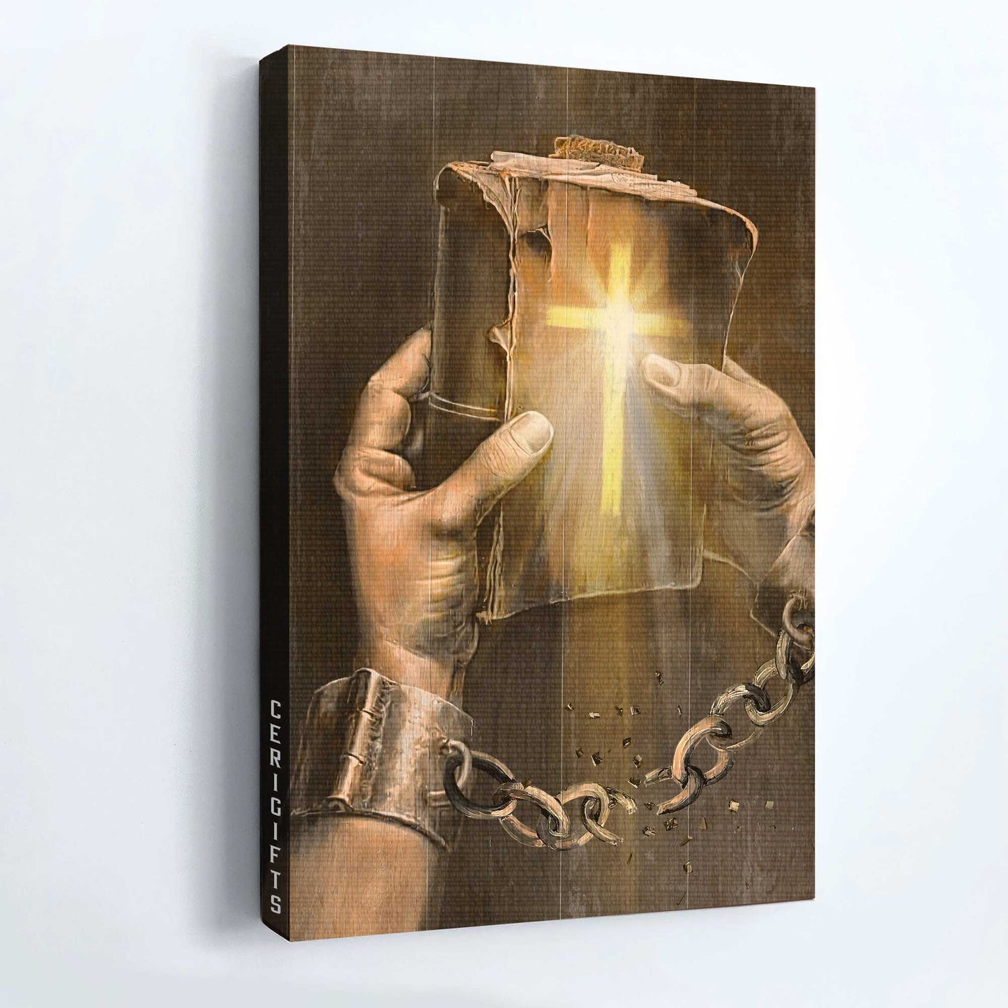 Jesus Portrait Canvas - Bible, Jesus hands, Light cross Portrait Canvas - Gift For Christian - Portrait Canvas