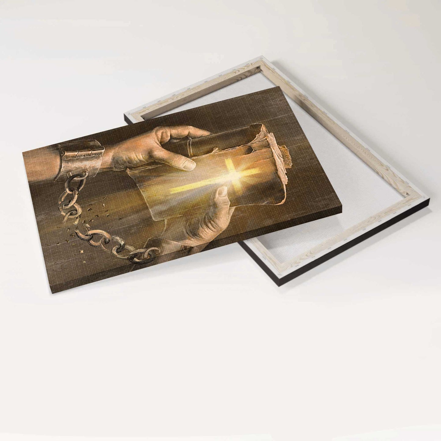 Jesus Portrait Canvas - Bible, Jesus hands, Light cross Portrait Canvas - Gift For Christian - Portrait Canvas