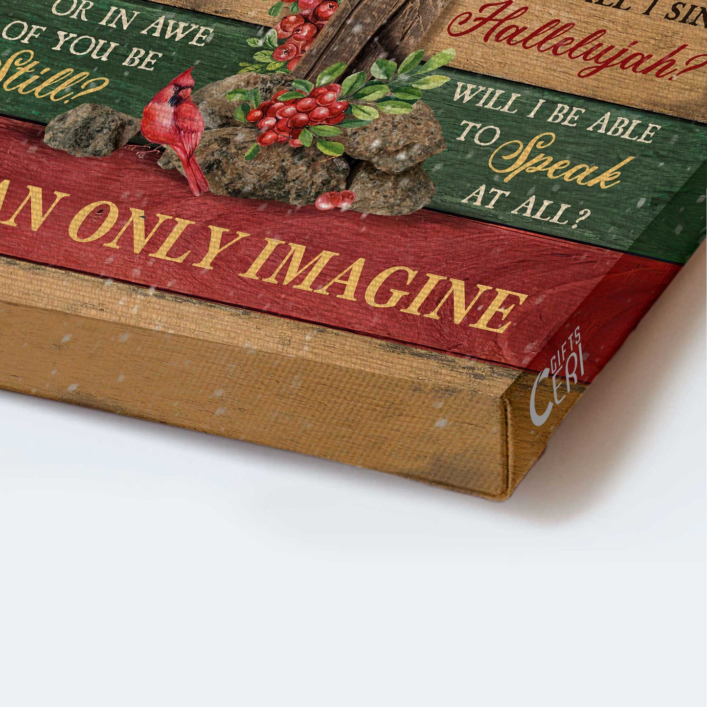 Jesus Portrait Canvas - Big cross, Pretty cardinal, Christmas background Portrait Canvas - Gift For Christian - I can only imagine Portrait Canvas