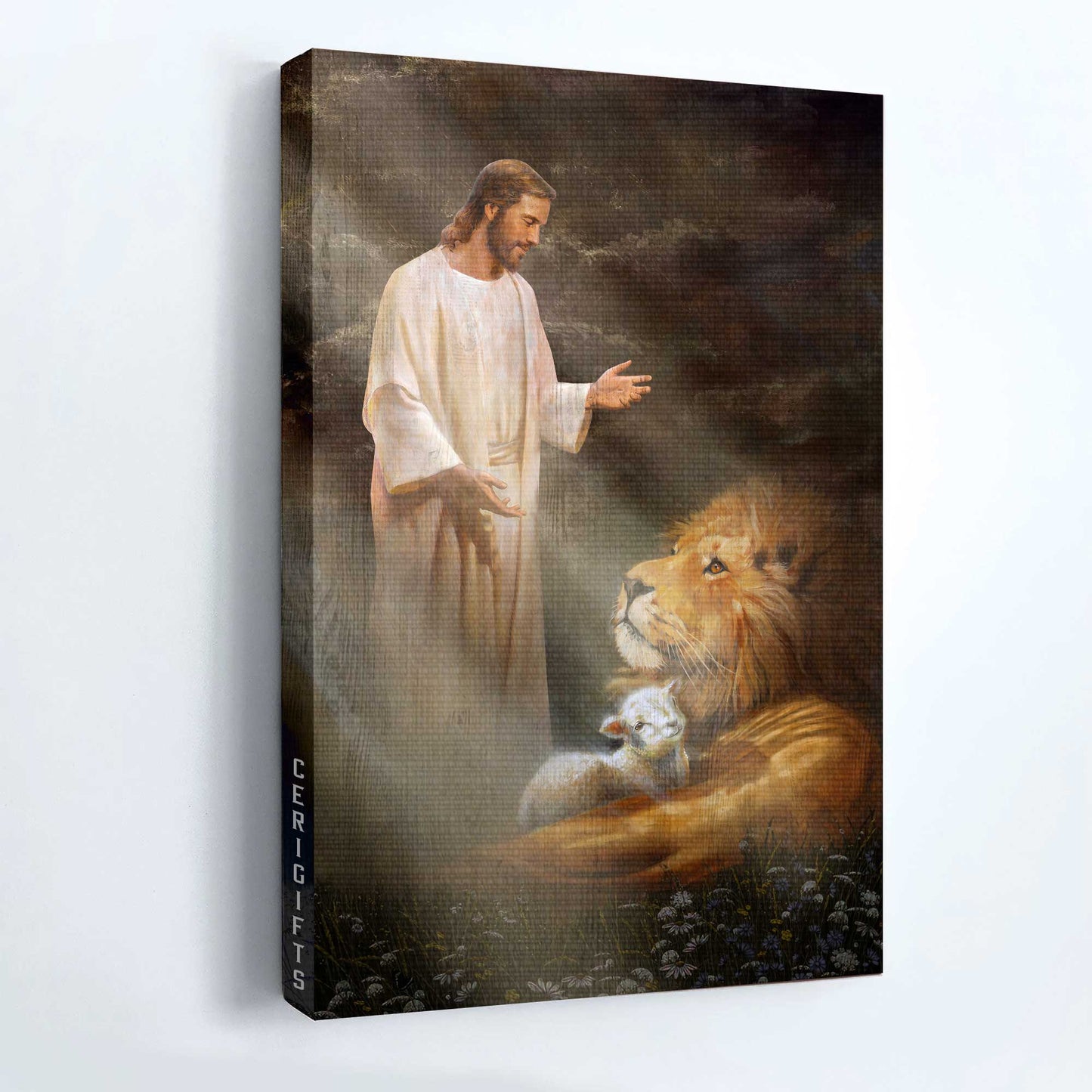 Jesus Portrait Canvas - Big lion, Lamb of God, Jesus calls, Walking with Jesus Portrait Canvas - Gift For Christian Portrait Canvas