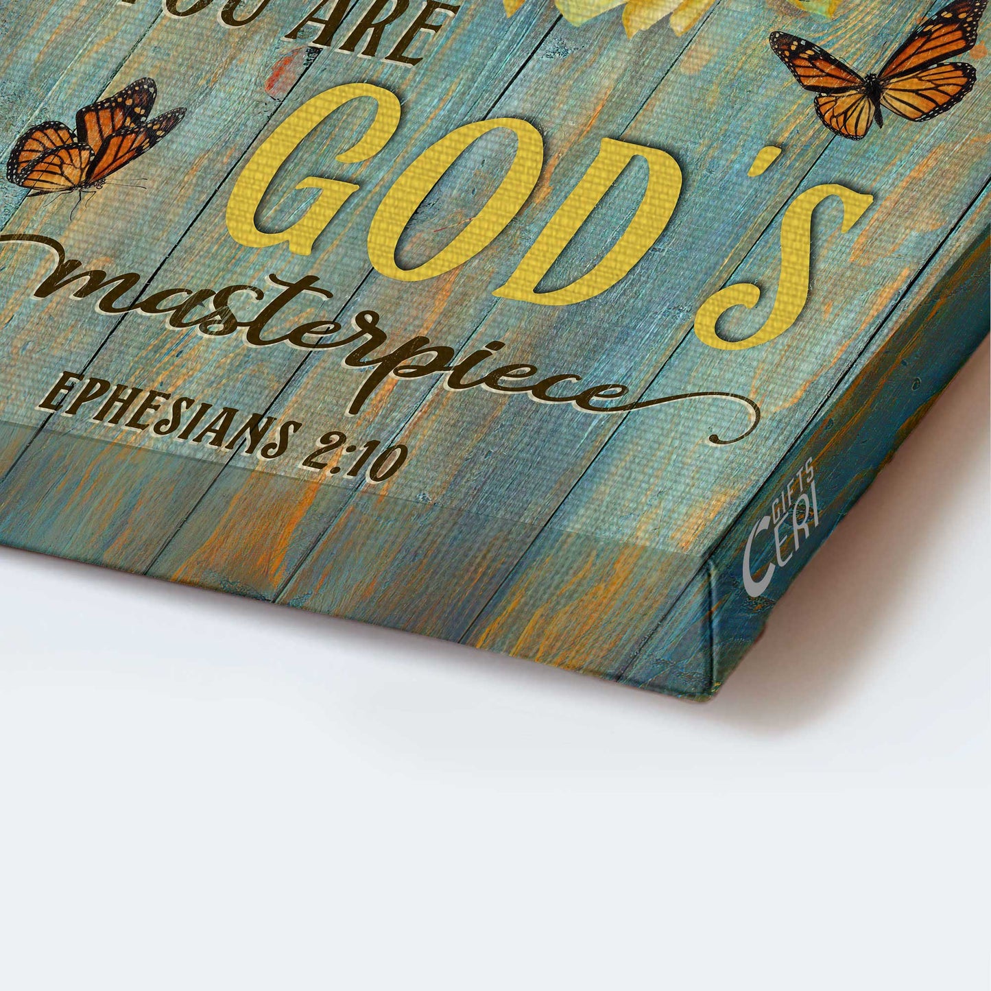 Jesus Portrait Canvas - Big sunflower drawing, Orange butterfly Portrait Canvas - Gift For Christian - You are God's masterpiece Portrait Canvas