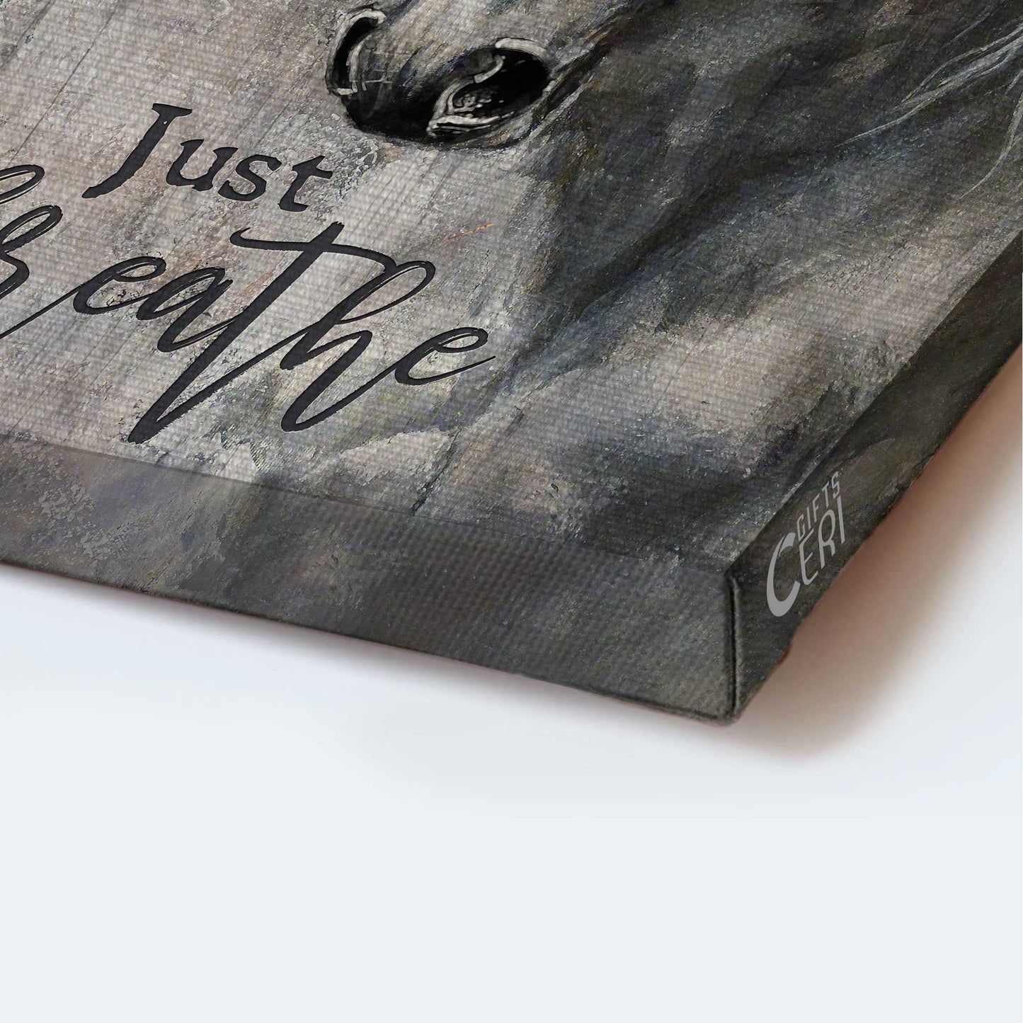 Jesus Portrait Canvas - Black and White painting, Horse Painting, White horse canvas- Gift for Christian- Just breathe - Portrait Canvas Prints, Christian Wall Art