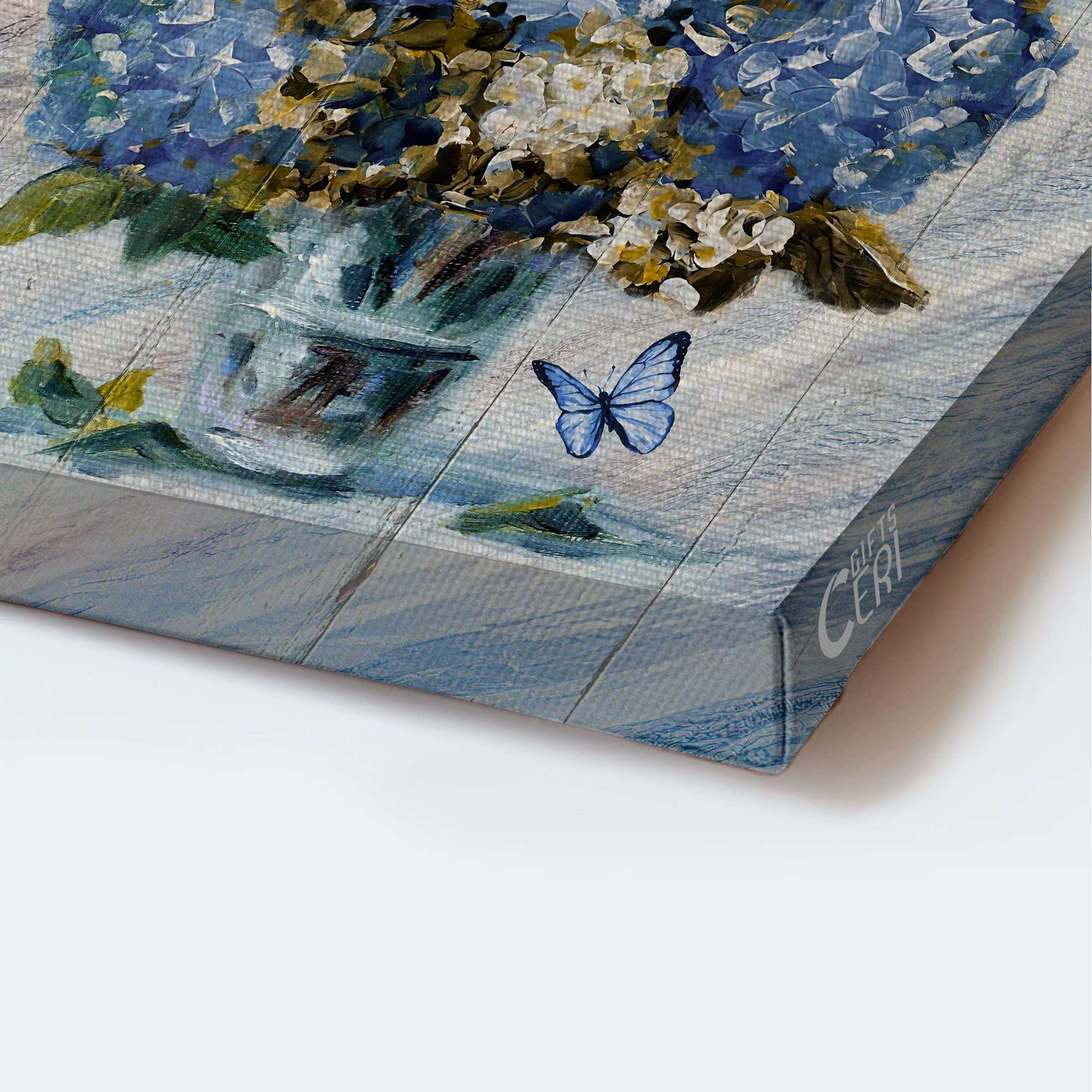 Jesus Portrait Canvas - Blue Hydrangea Painting, Blue Butterfly Portrait Canvas - Gift For Christian - Today I Choose Joy Portrait Canvas