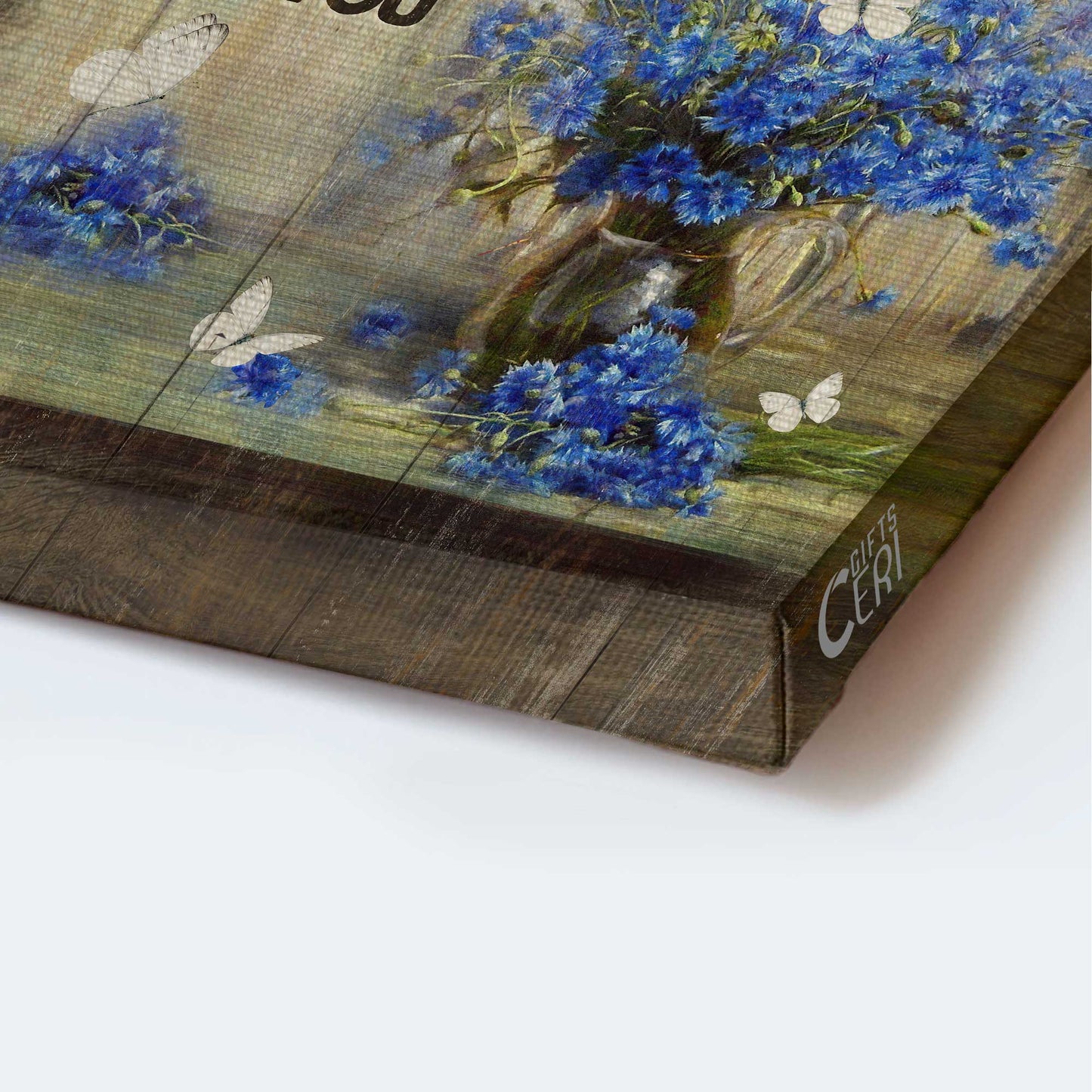 Jesus Portrait Canvas - Blue flower, Glass vase, Butterfly Portrait Canvas - Gift For Christian - You will always be the miracle Portrait Canvas