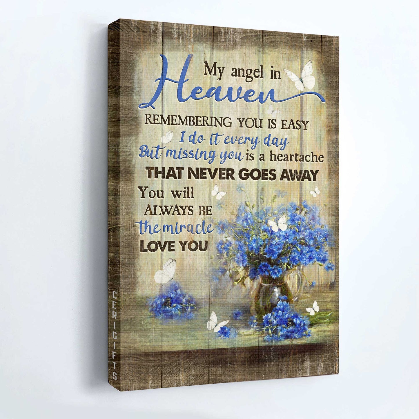 Jesus Portrait Canvas - Blue flower, Glass vase, Butterfly Portrait Canvas - Gift For Christian - You will always be the miracle Portrait Canvas
