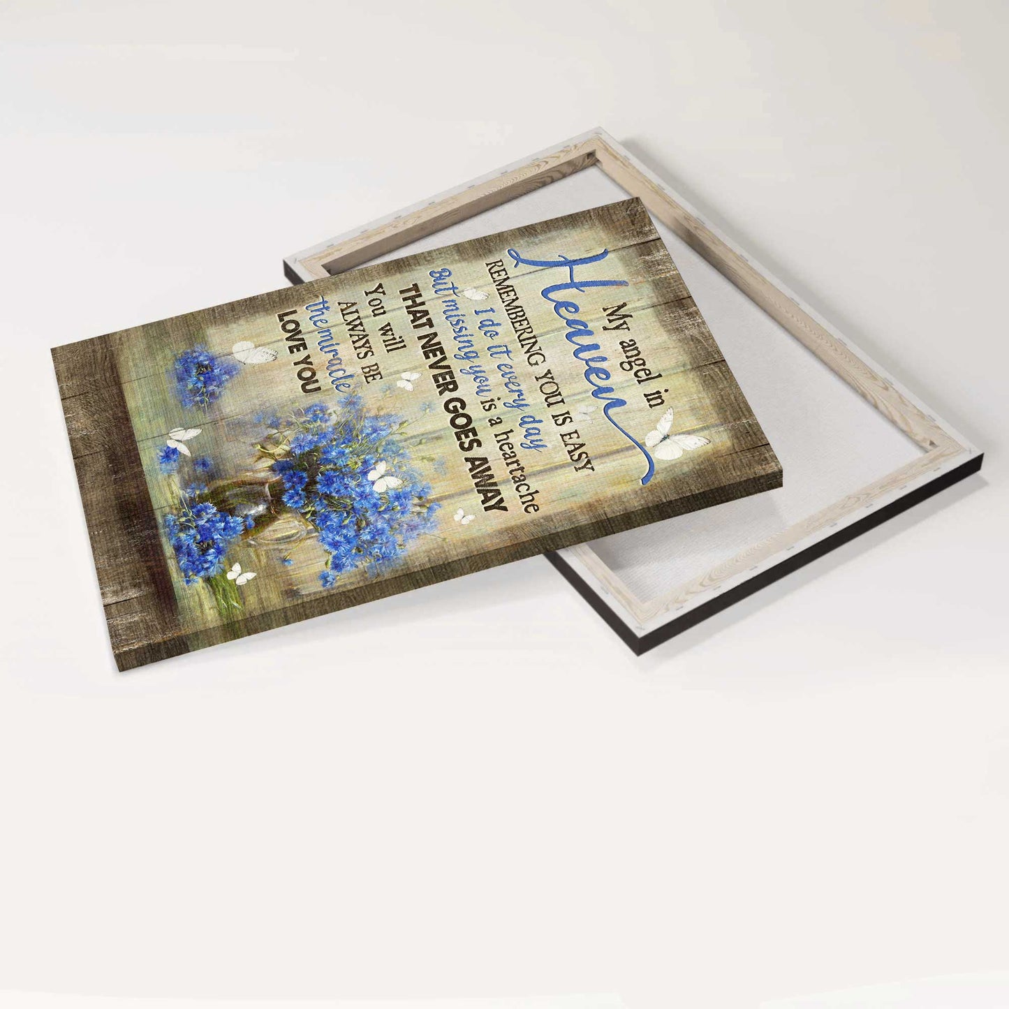 Jesus Portrait Canvas - Blue flower, Glass vase, Butterfly Portrait Canvas - Gift For Christian - You will always be the miracle Portrait Canvas