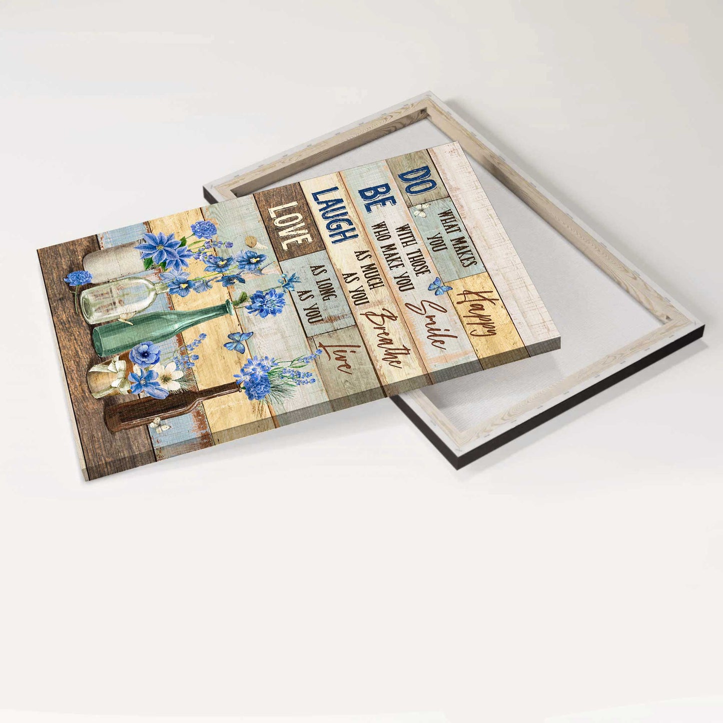 Jesus Portrait Canvas - Blue flower, Pretty garden, Gift for flower lover Portrait Canvas - Gift For Christian - Do what makes you happy Portrait Canvas