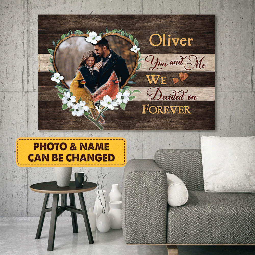 Couple Canvas - Personalized Custom Landscape Canvas - Cardinal Couple, You And Me - Custom Gift for Couple, Lovers, Family