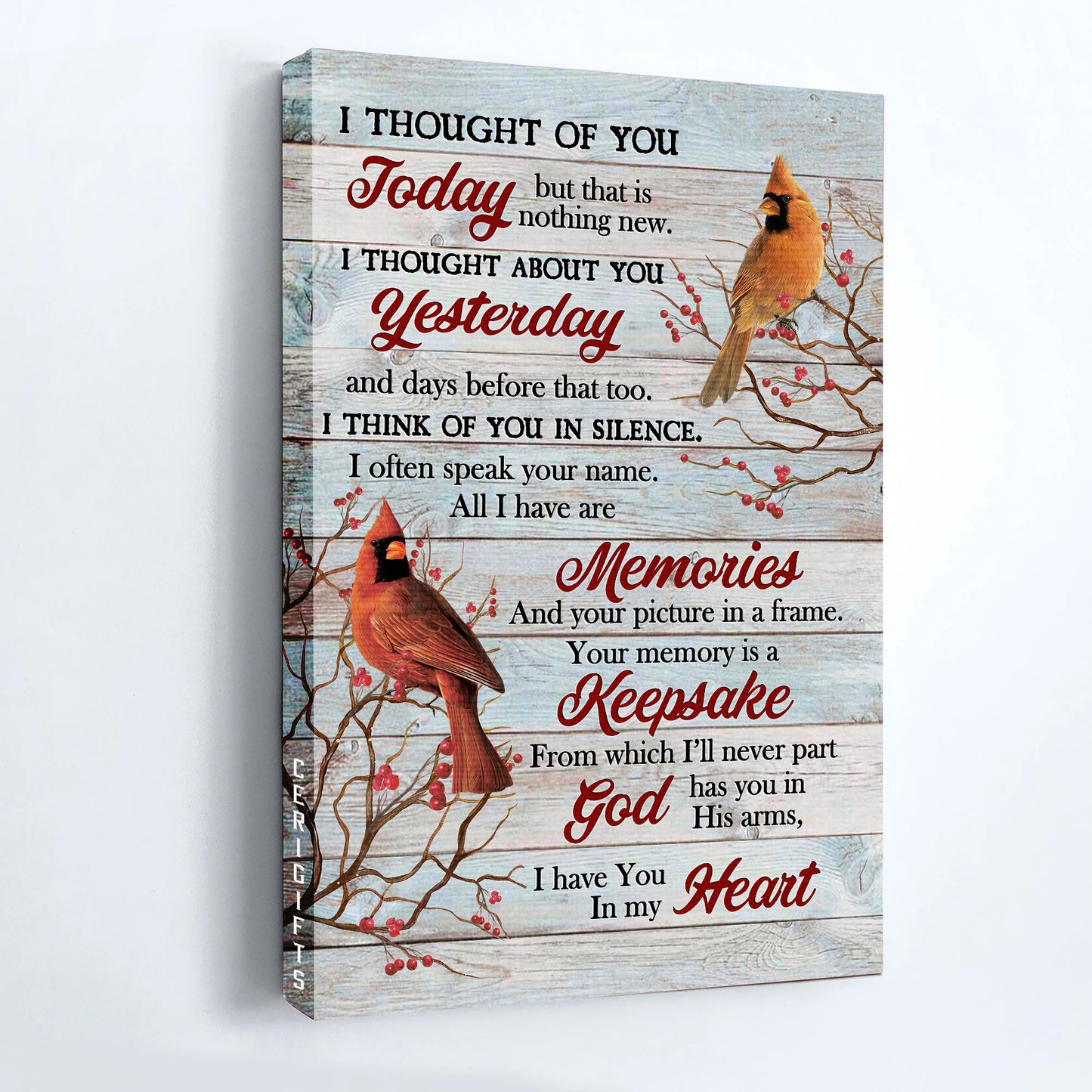Jesus Portrait Canvas - Cardinal Drawing, Red Cranberry, Pastel Background Portrait Canvas - Gift For Christian - I Thought Of You Today Portrait Canvas