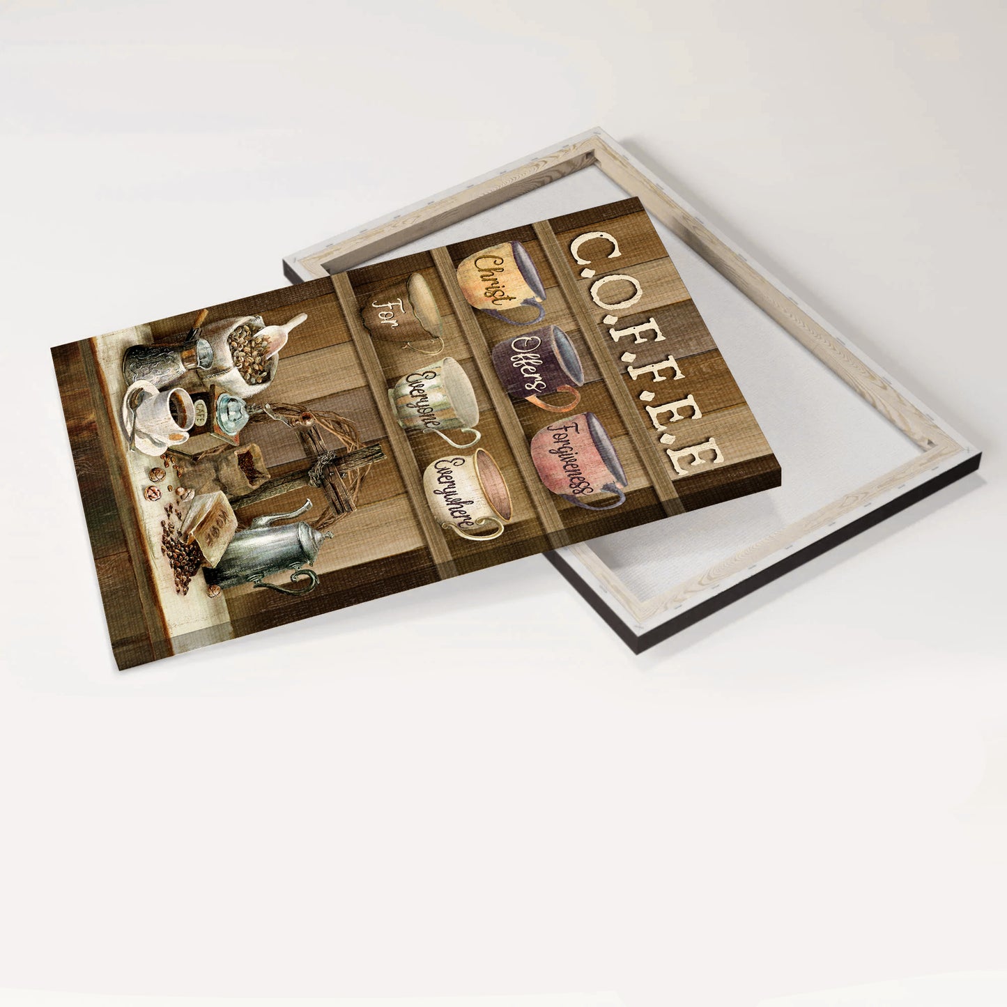 Jesus Portrait Canvas - Coffee Bar, Cup Of Coffee Portrait Canvas - Gift For Christian - Christ Offer Forgiveness For Everyone Everywhere Portrait Canvas
