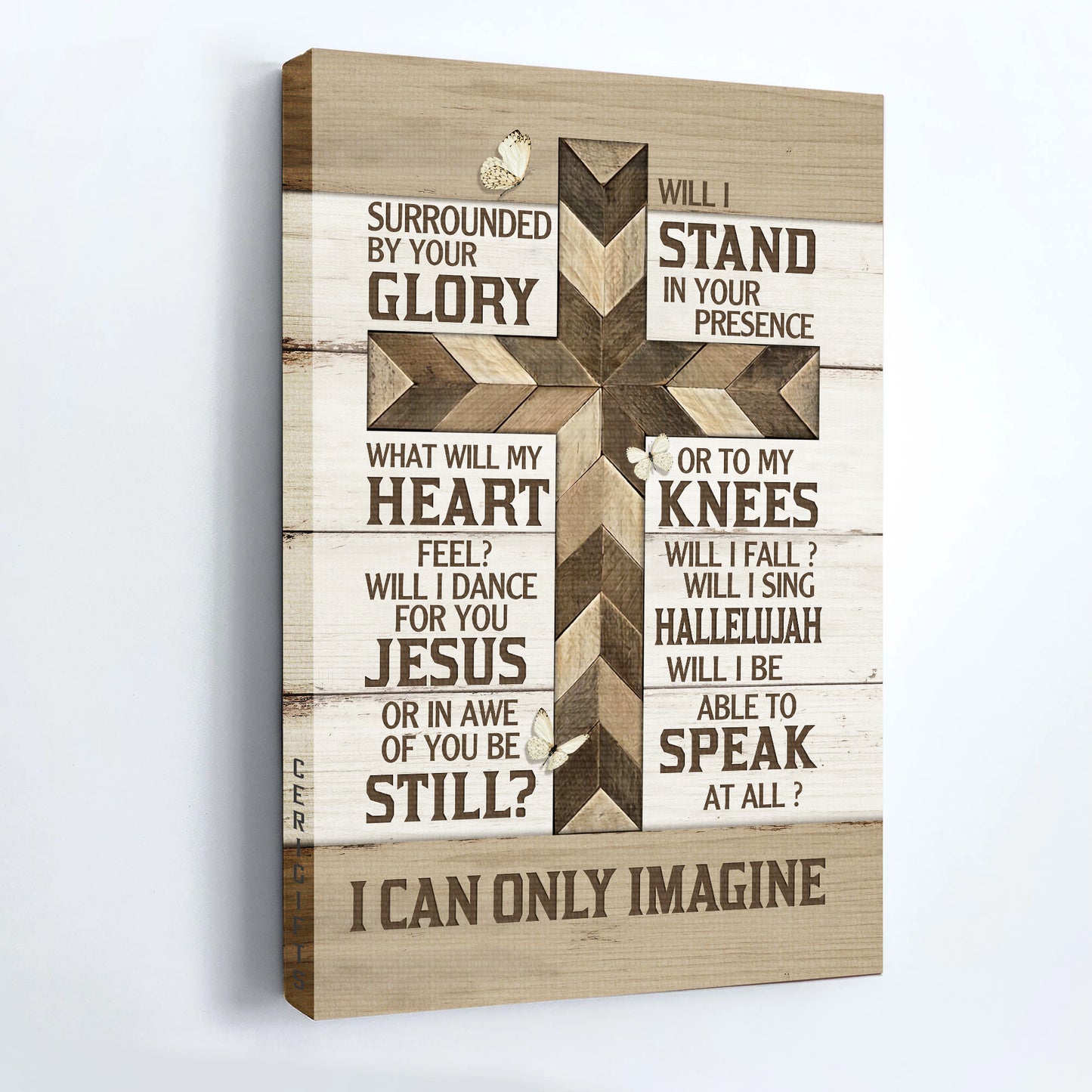 Jesus Portrait Canvas - Classic Cross, Pretty Butterfly, White Background Portrait Canvas - Gift For Christian - I Can Only Imagine Portrait Canvas