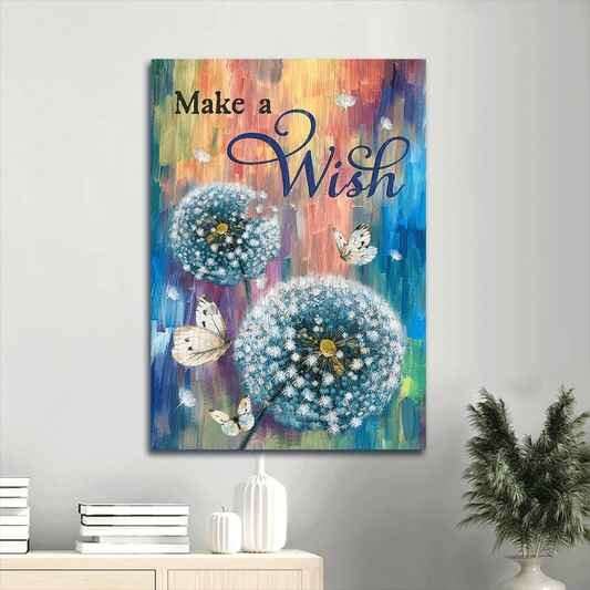Jesus Portrait Canvas - Dandelion, Rainbow background Portrait  Canvas - Inspirational gift, Gift For Religious Christian - Make a Wish