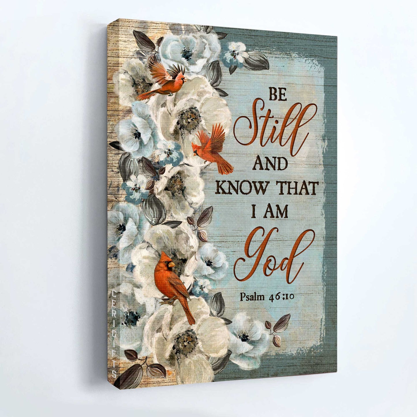 Jesus Portrait Canvas - Flowers Drawing, White Jasmine, Pretty Cardinal Canvas - Gift For Christian - Be Still And Know That I Am God Canvas