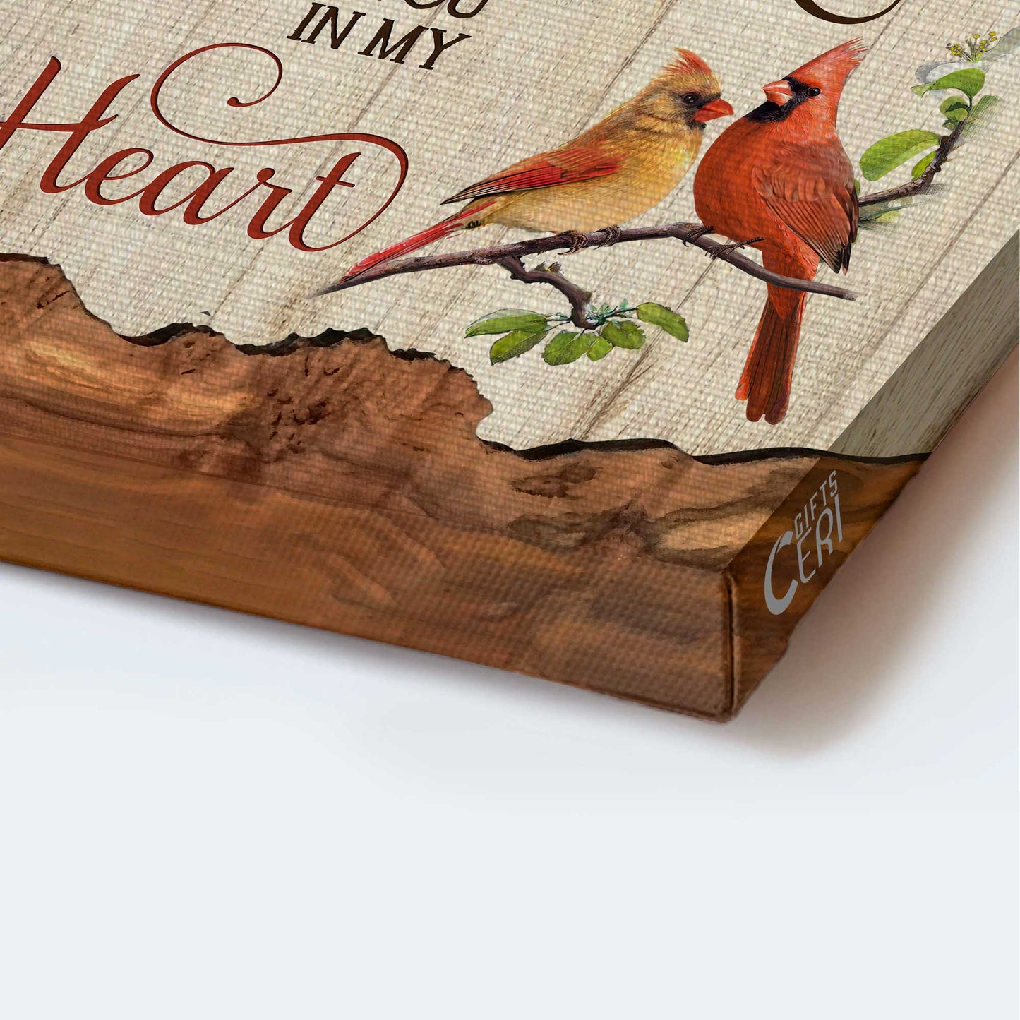 Jesus Portrait Canvas - Jesus hand, Red cardinal, Wooden frame Portrait Canvas - Gift For Christian - God has you in his arms, I have you in my heart Portrait Canvas