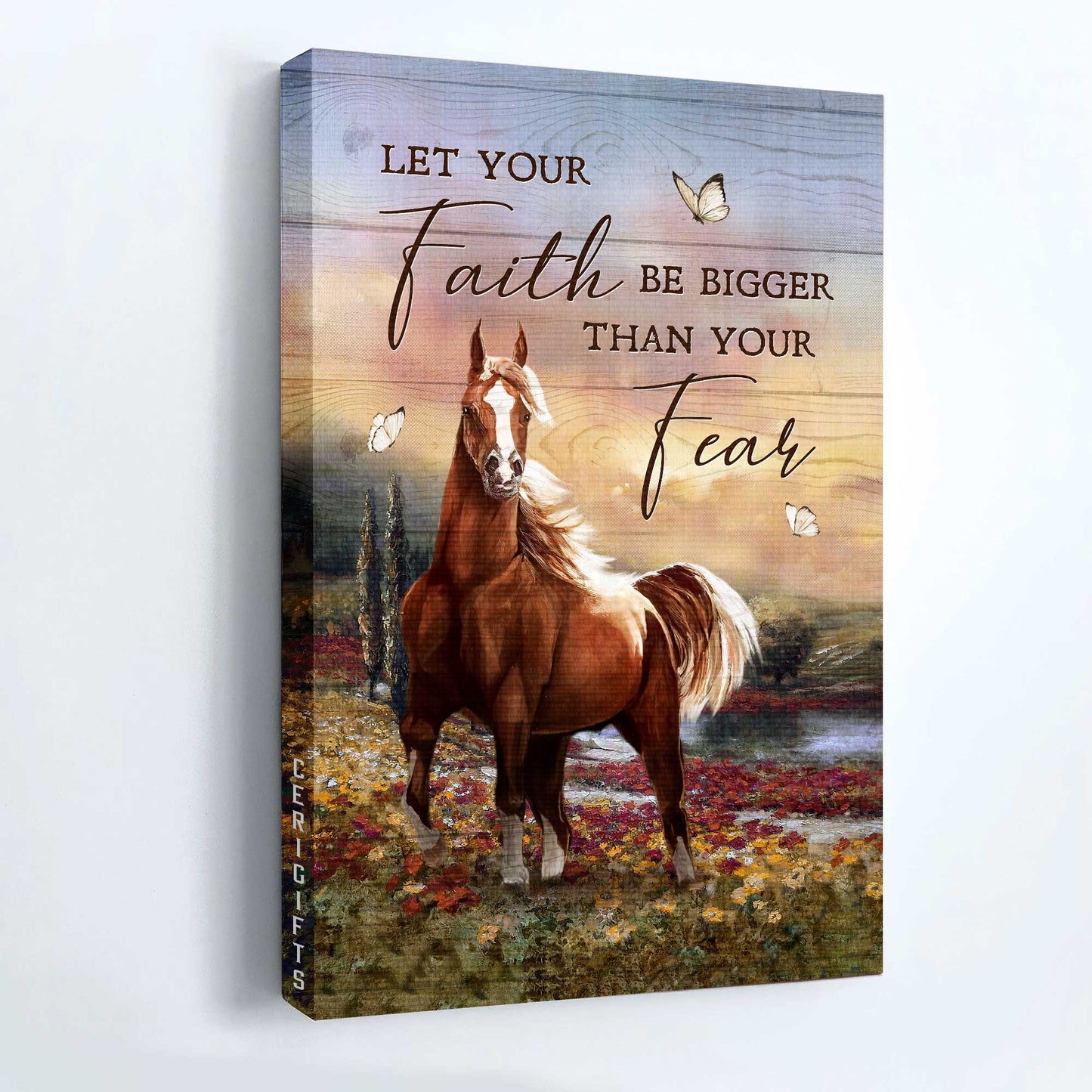 Jesus Portrait Canvas - Horse painting, Flower field, Purple sky canvas- Gift for Christian- Let your faith be bigger than you fear - Jesus Portrait Canvas Prints, Christian Wall Art
