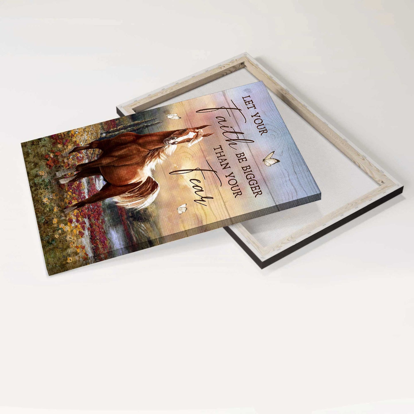 Jesus Portrait Canvas - Horse painting, Flower field, Purple sky canvas- Gift for Christian- Let your faith be bigger than you fear - Jesus Portrait Canvas Prints, Christian Wall Art
