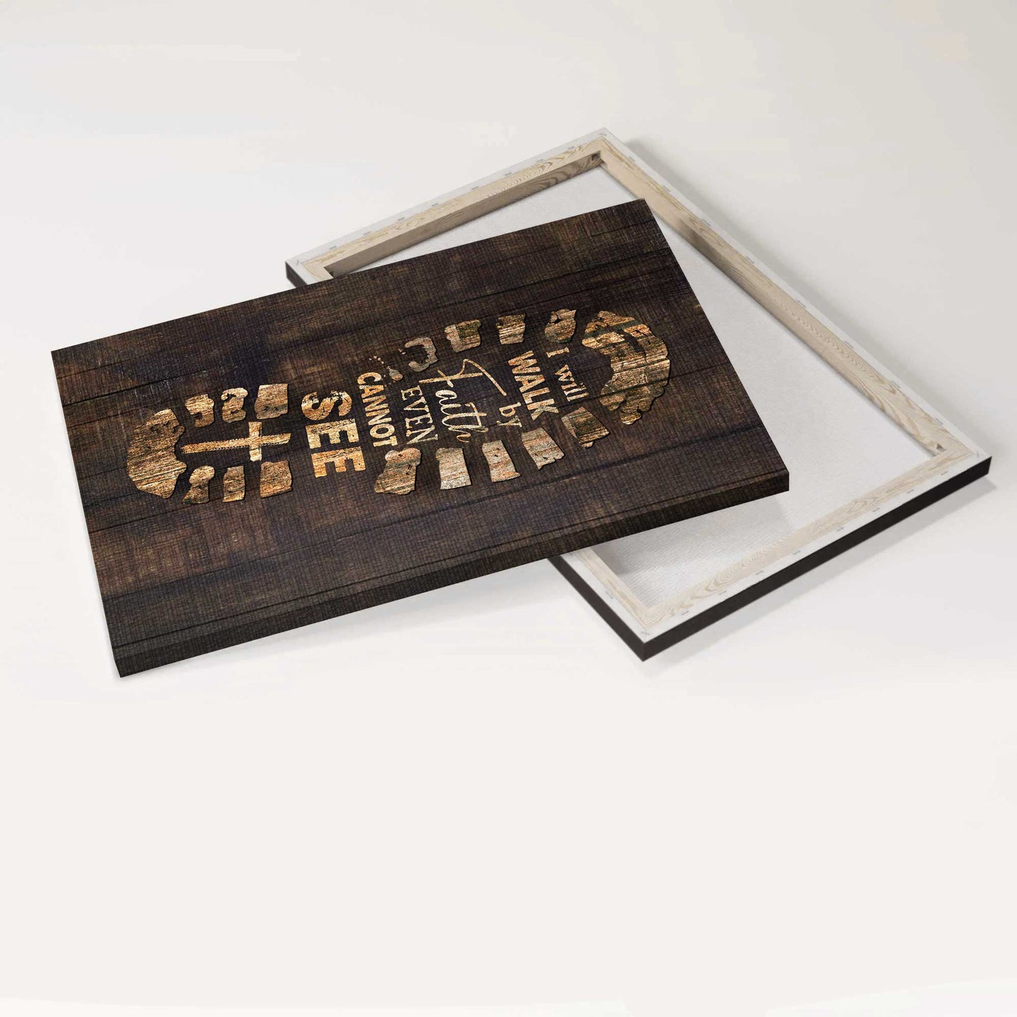 Jesus Portrait Canvas - Big footprint, Cross symbol Portrait Canvas - Gift For Christian - I will walk by faith even cannot see Portrait Canvas