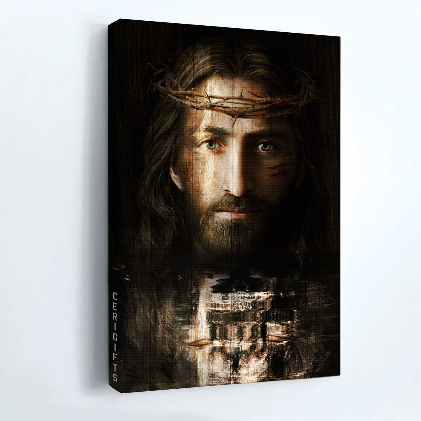 Jesus Portrait Canvas - Jesus Christ, Crown of thorns, Christ the redeemer Portrait Canvas - Inspirational gift, Gift For Religious Christian