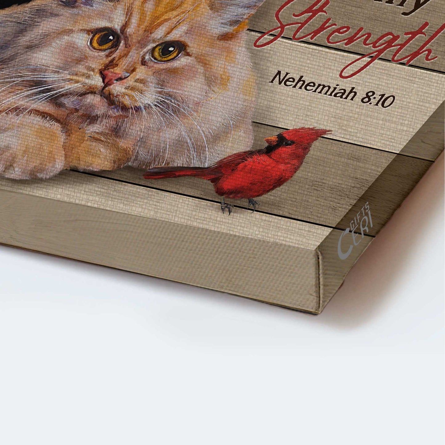 Jesus Portrait Canvas - Angry cat painting, Pretty cardinal Portrait Canvas - Gift For Christian - The joy of the Lord is my strength