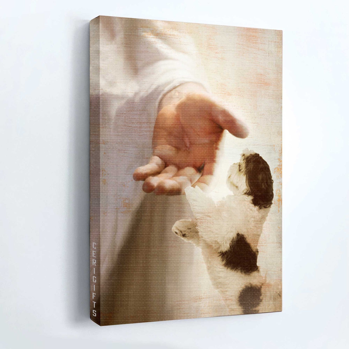 Jesus Portrait Canvas - Jesus hand, Shih Tzu, Take his hand Portrait Canvas - Gift For Christian Portrait Canvas Prints, Wall Art