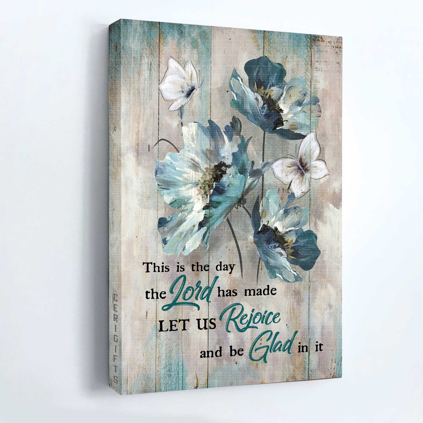 Jesus Portrait Canvas - Blue flower, Butterfly Portrait Canvas - Gift For Christian - This is the day the Lord has made Portrait Canvas