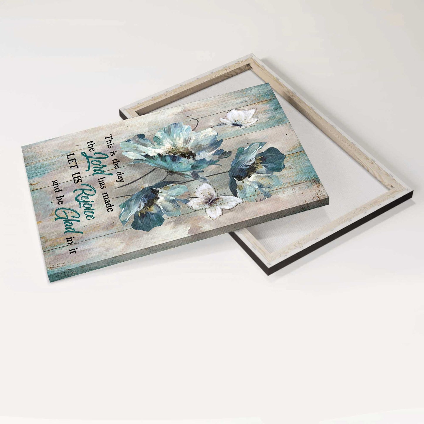 Jesus Portrait Canvas - Blue flower, Butterfly Portrait Canvas - Gift For Christian - This is the day the Lord has made Portrait Canvas
