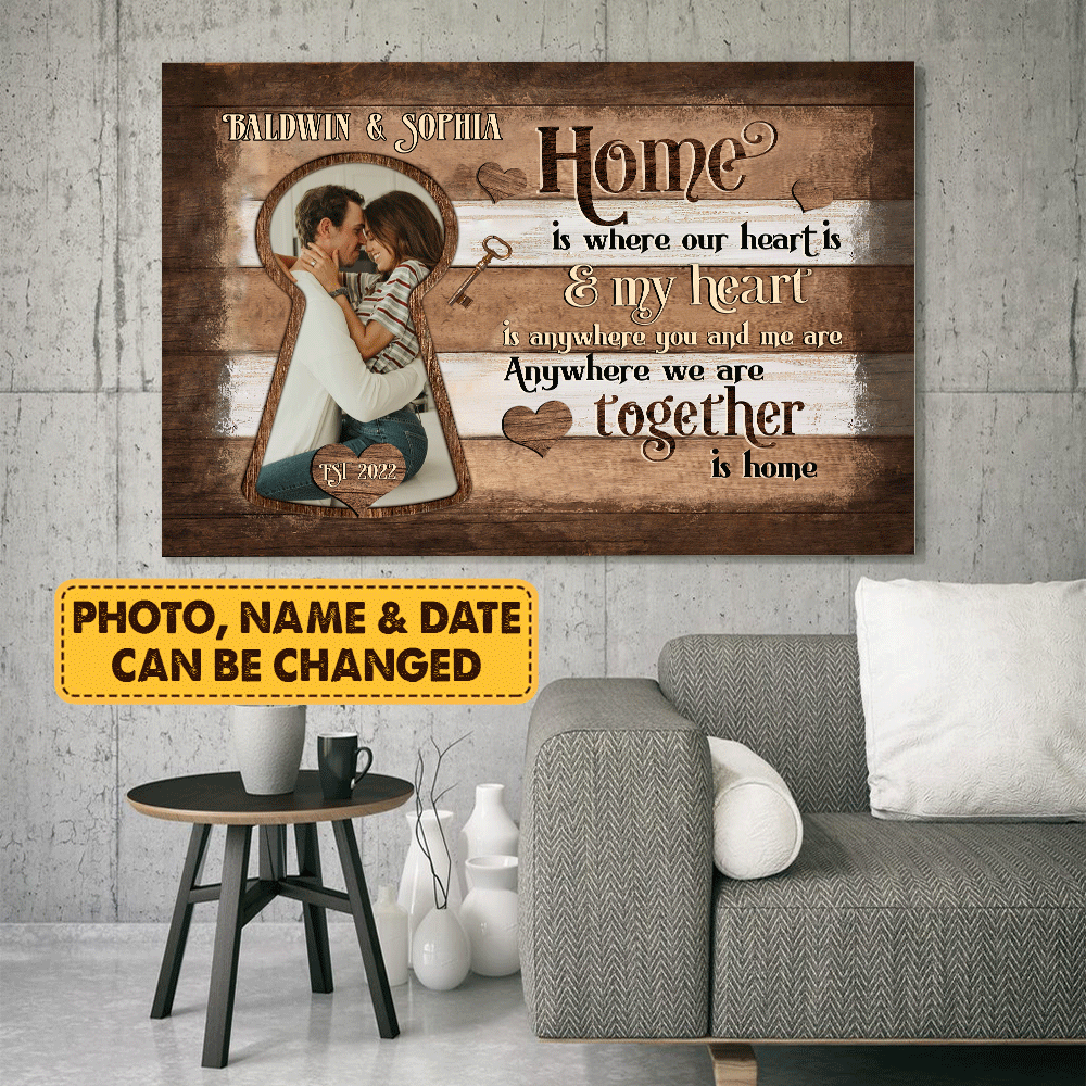 Couple Landscape Canvas - Personalized Custom Landscape Canvas - Home is where our heart is - Custom Gift for Couple, Lovers, Family