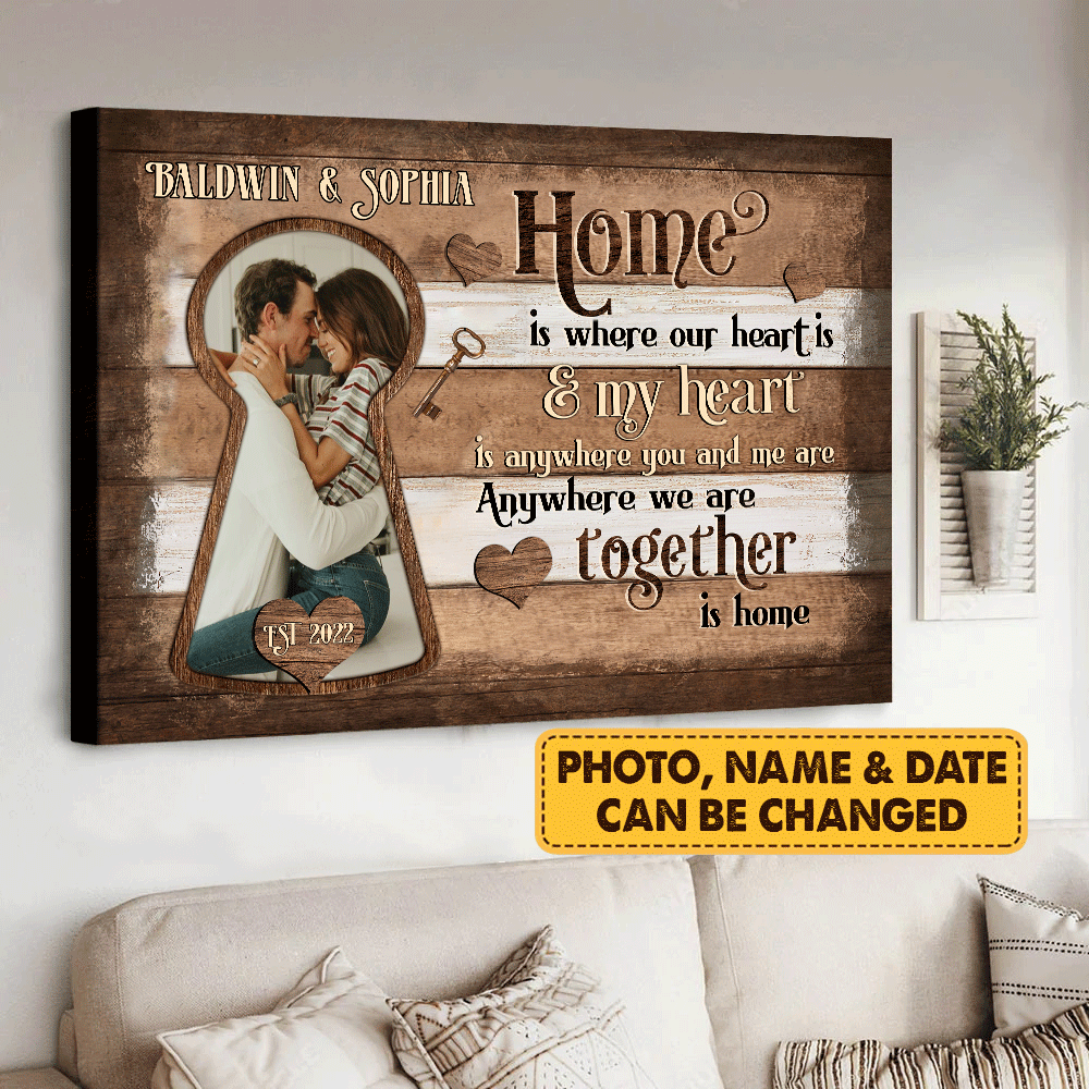 Couple Landscape Canvas - Personalized Custom Landscape Canvas - Home is where our heart is - Custom Gift for Couple, Lovers, Family