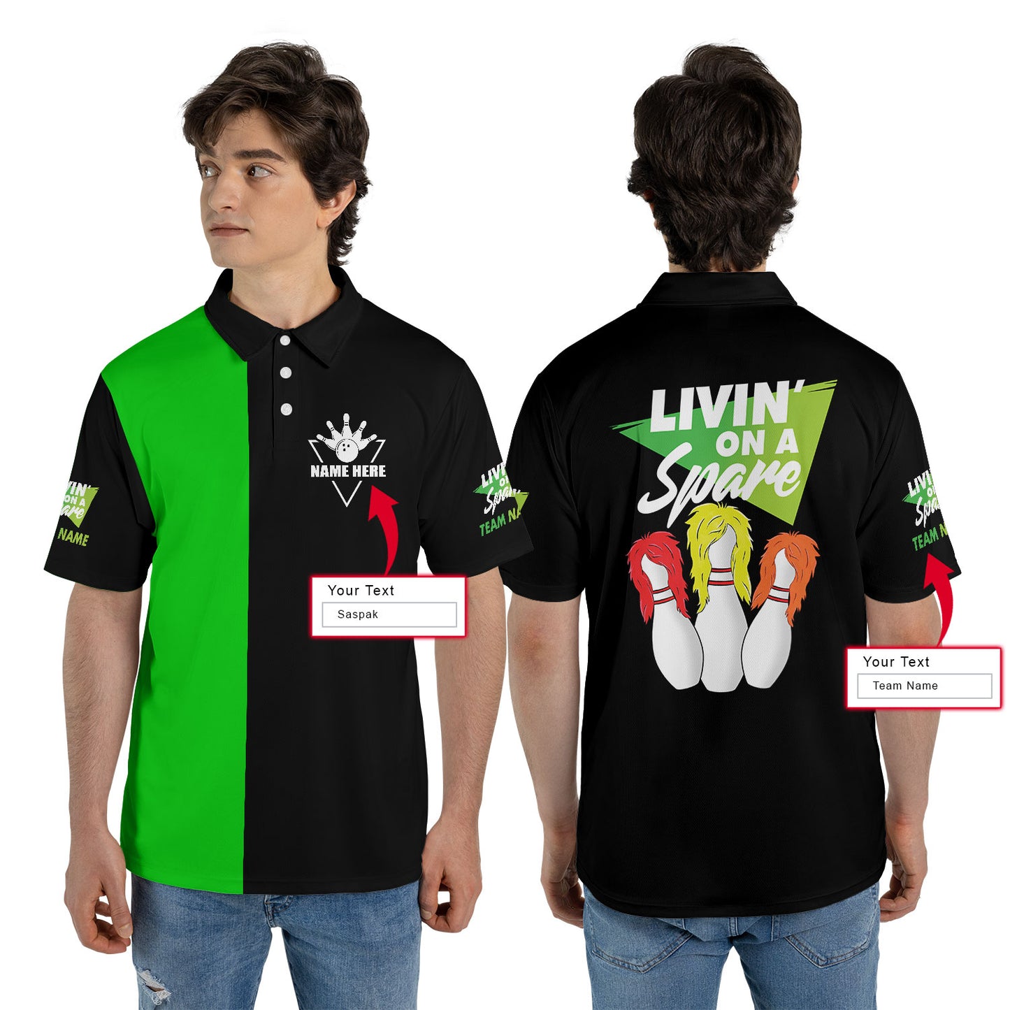Bowling Custom Men Polo Shirt, Personalized Polo Shirt, Bowling Livin' On A Spare Shirt For Men - Perfect Gift For Friend, Family, Bowling Lovers