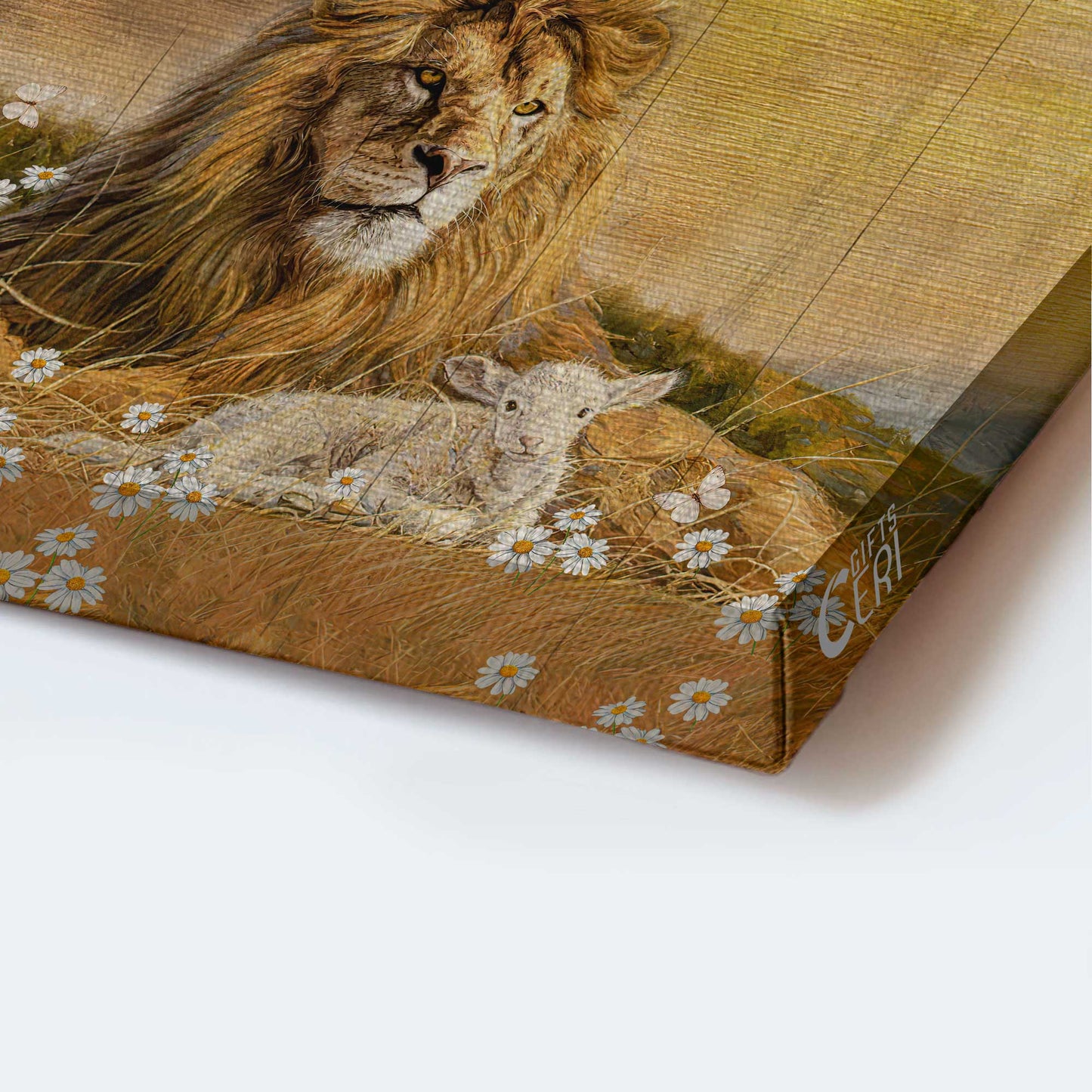 Jesus Portrait Canvas - Stunning Lion, Wooden Sign, Sunset Background Canvas - Gift For Christian - Be Still And Know That I Am God Canvas