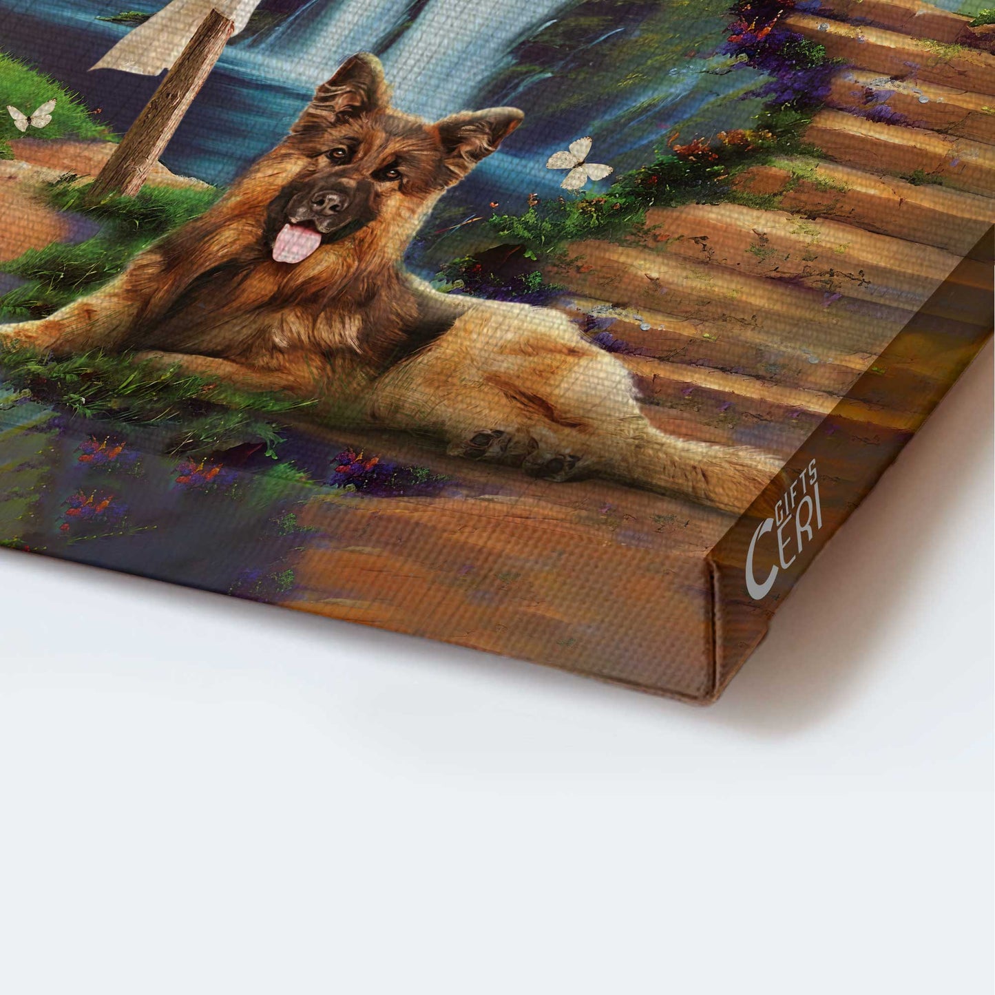 Jesus Portrait Canvas - Lovely German Shepherd, Gorgeous Jesus painting, Beautiful path to heaven Portrait Canvas - Gift For Christian Portrait Canvas Prints, Christian Wall Art
