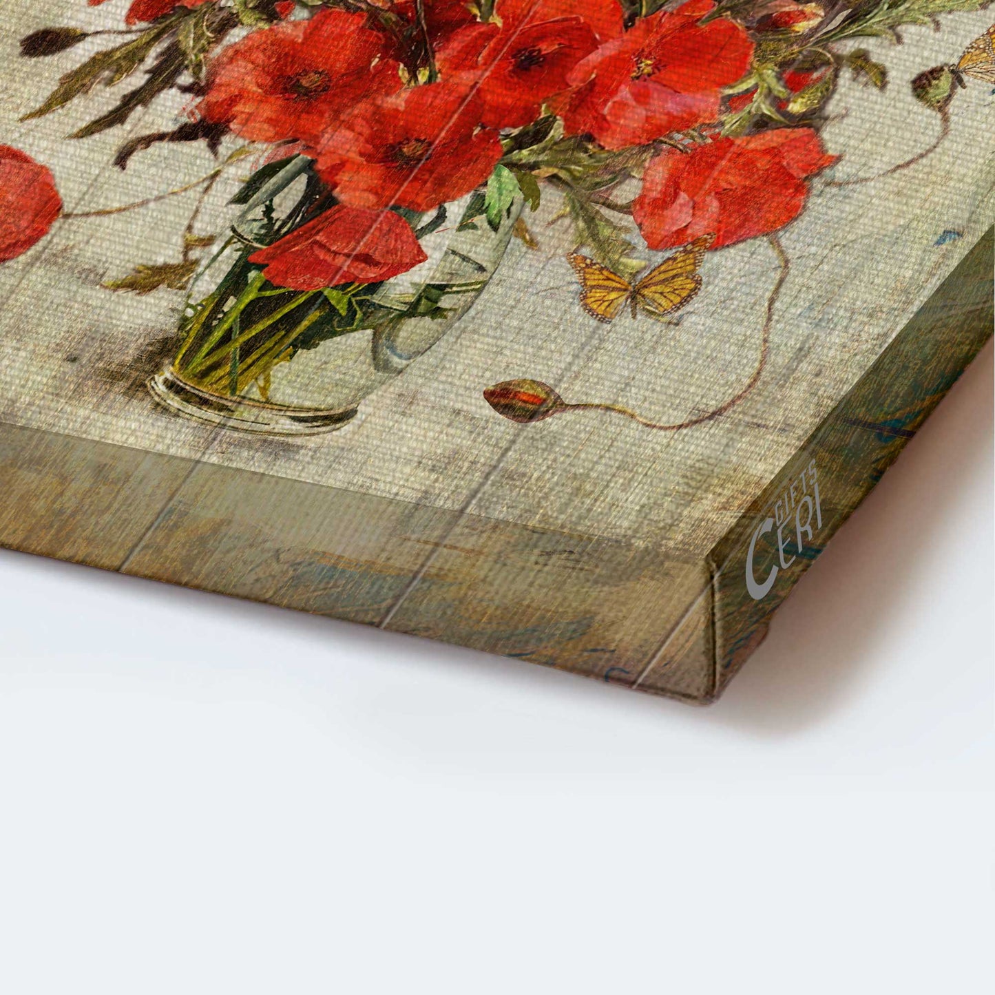 Jesus Portrait Canvas - Still Life, Poppy Flower, Yellow Butterfly Canvas - Gift For Christian - Live Simply Canvas
