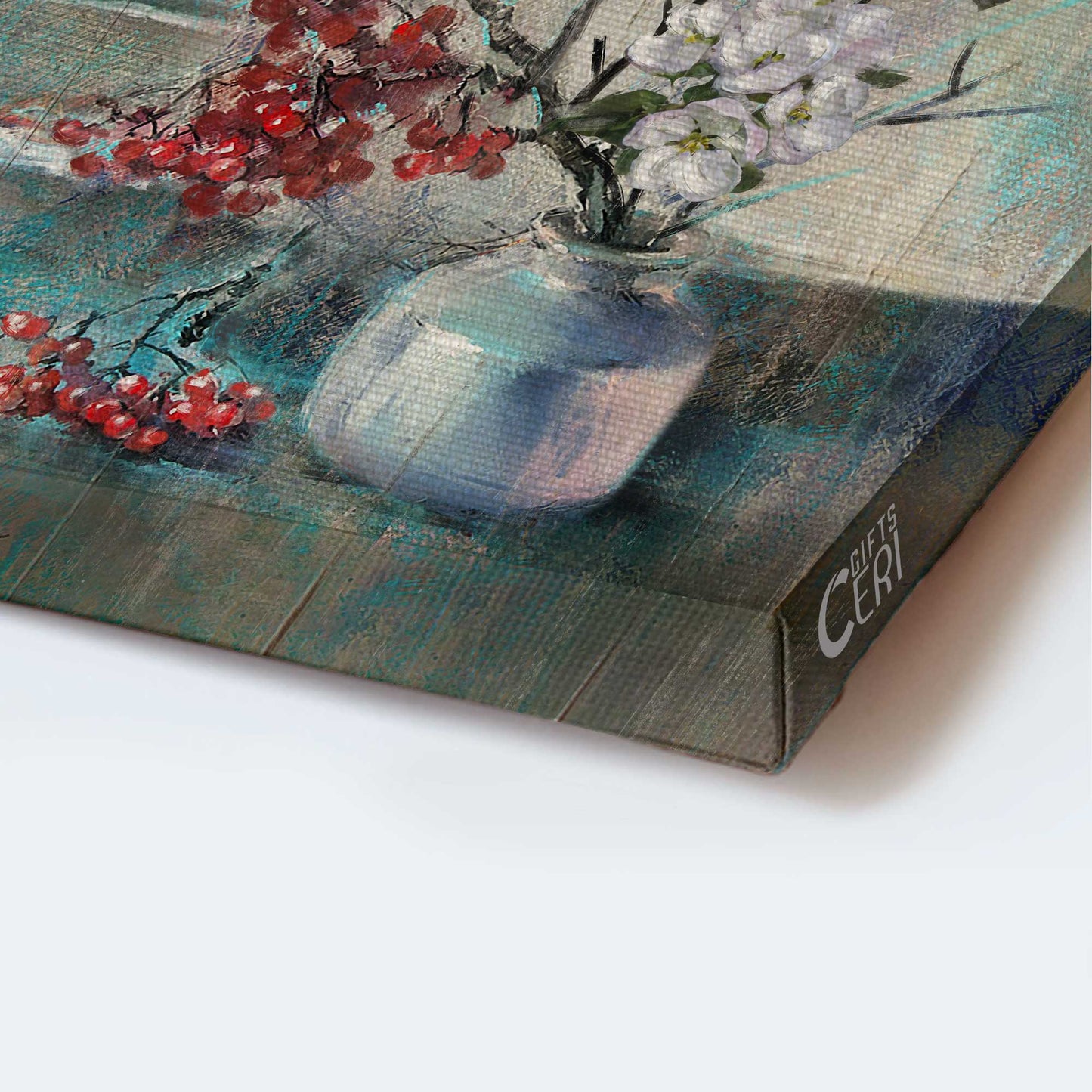 Jesus Portrait Canvas - Red cardinals, Cranberry, White cherry blossoms, Just breathe Portrait Canvas - Gift For Christian Canvas Prints, Christian Wall Art