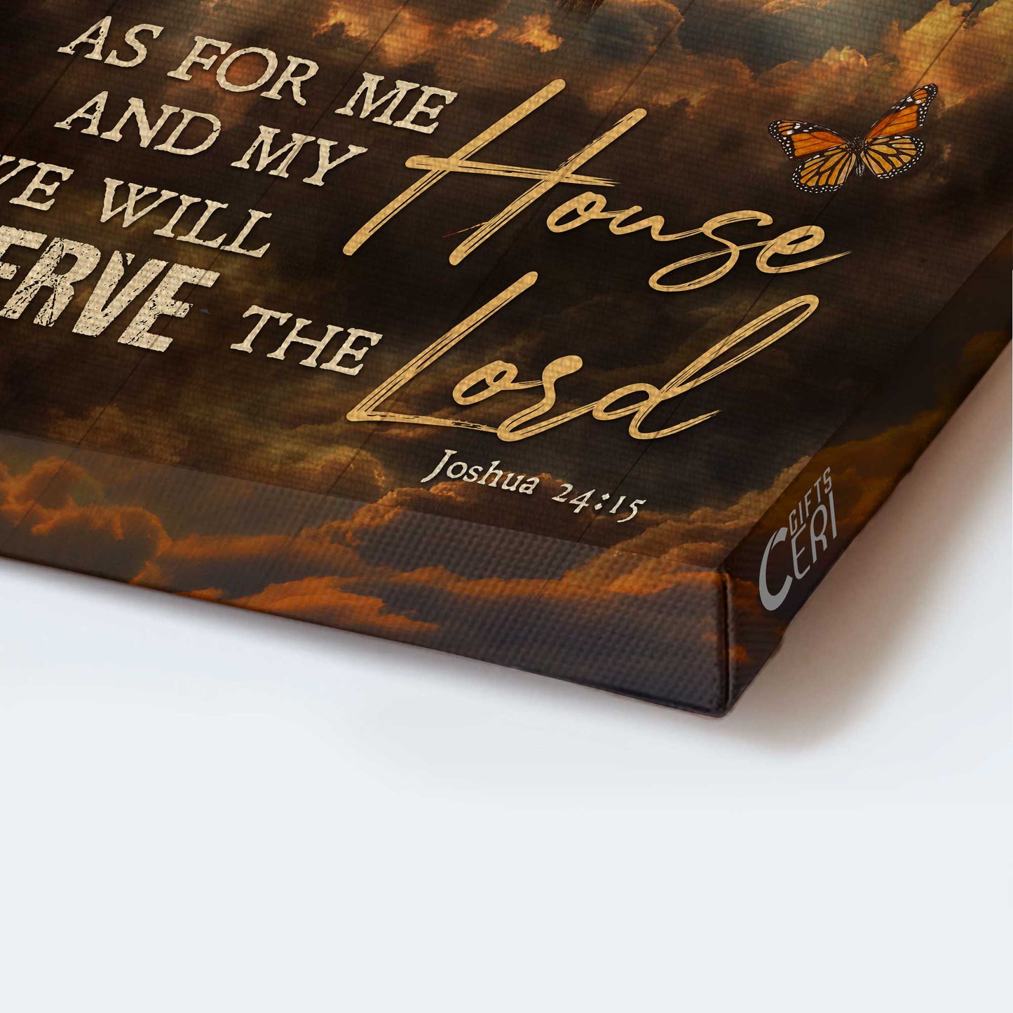 Jesus Portrait Canvas - Stunning Sunset, Big Cross, Monarch Butterfly Canvas - Gift For Christian - As For Me And My House Canvas