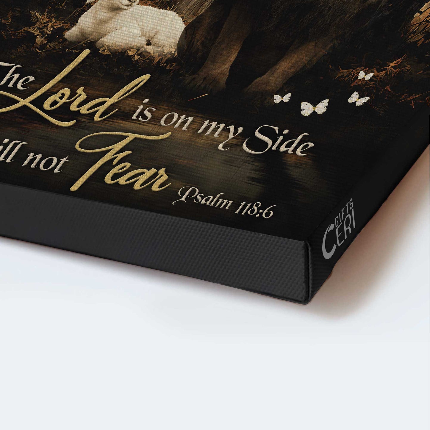 Jesus Portrait Canvas - Lion of Judah, Lamb of God, Wooden cross, White butterfly Portrait Canvas - Gift For Christian - The Lord is on my side Portrait Canvas