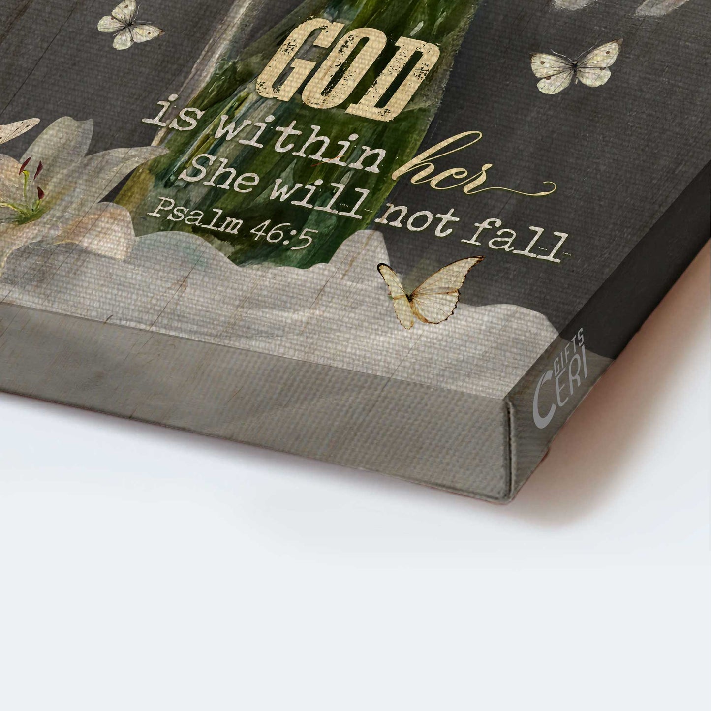 Jesus Portrait Canvas - Stunning Lily Flower, Still Life Painting Canvas - Gift For Christian - God Is Within Her Canvas