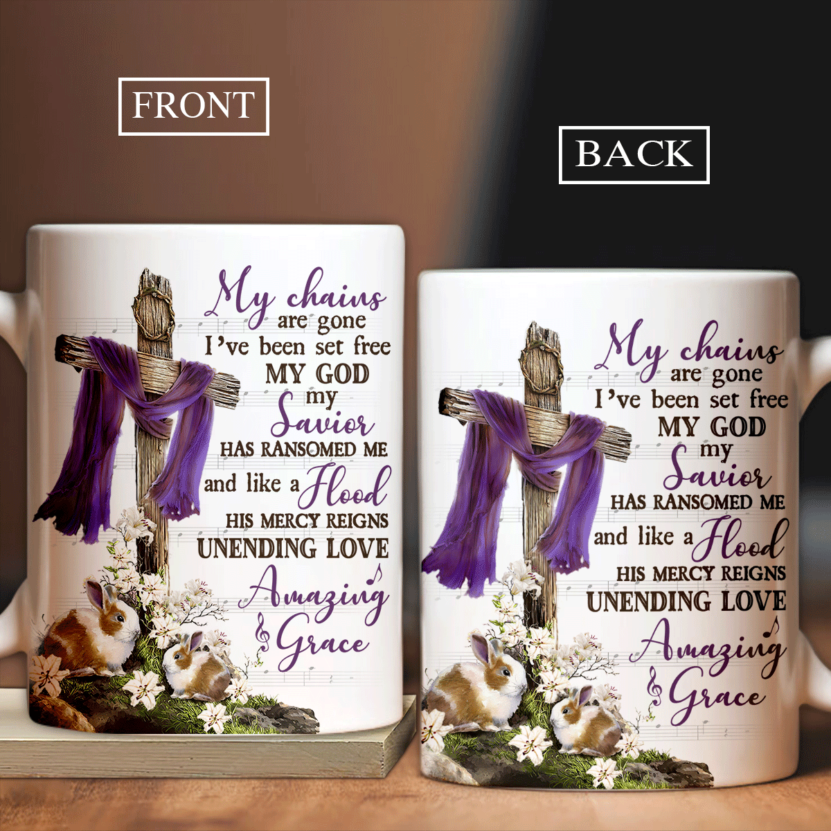 Jesus Coffee White Mug - Christian Coffee Mug Gift For Women and Men - Cross and Lily Flower Mug , Unending love, Amazing Grace Mug