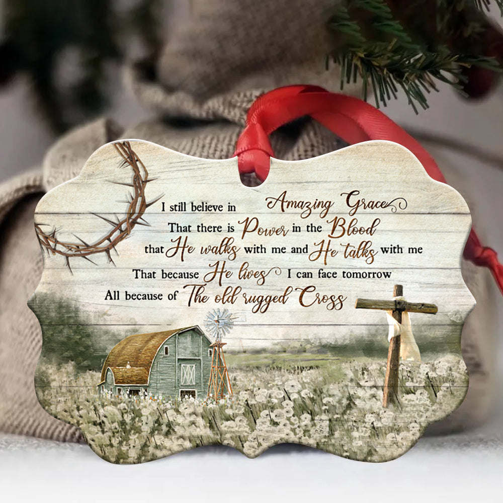 Jesus - Benelux Aluminum Ornament - Barn And Flower Field Painting - I Still Believe In Amazing Grace - Gift for Religious Christian