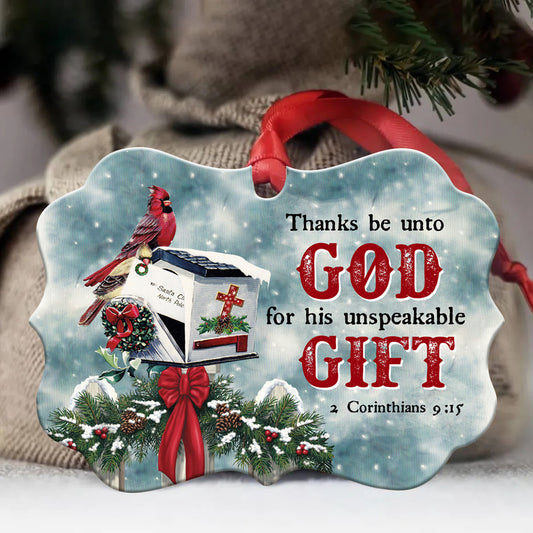 Jesus, Cardinal - Benelux Aluminum Ornament- Red Cardinal, Birdhouse, Christmas Wreath -Thanks Be Unto God For His Unspeakable Gift - Gift For Religious Christmas, Gift For Cardinal Lover, Gift For Christmas Home Decor