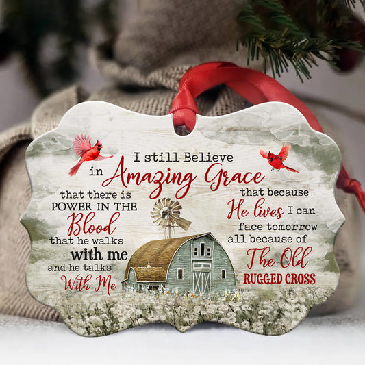 Farm - Benelux Aluminum Ornament - Red Cardinals, Windmill, Old Barn Painting, Flower Field - I Still Believe In Amazing Grace - Gift For Farm Lover, Gift For Farmhouse Lover, Gift For Cardinal Lover, Gift For Christmas Home Decor