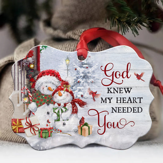 Jesus - Benelux Aluminum Ornament - Frosty Snowman - God Knew My Heart Needed You - Christmas Gift for Religious Christian